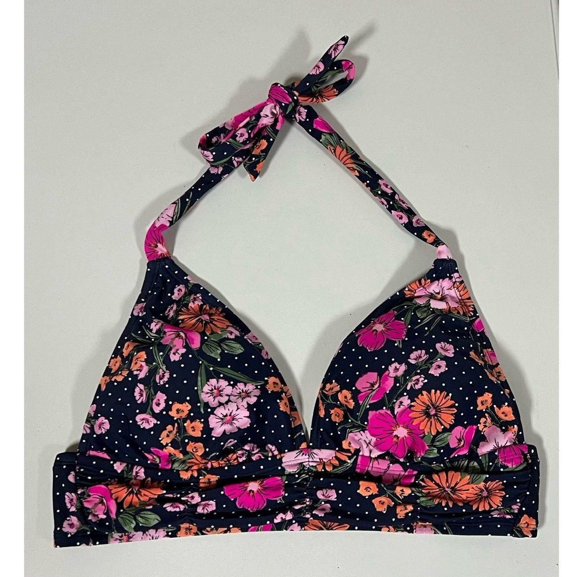 Other Navy Blue Polka Dot Floral Bikini Top Bathing Suit Size M 🌸✨ Size M / US 6-8 / IT 42-44 - 2 Thumbnail