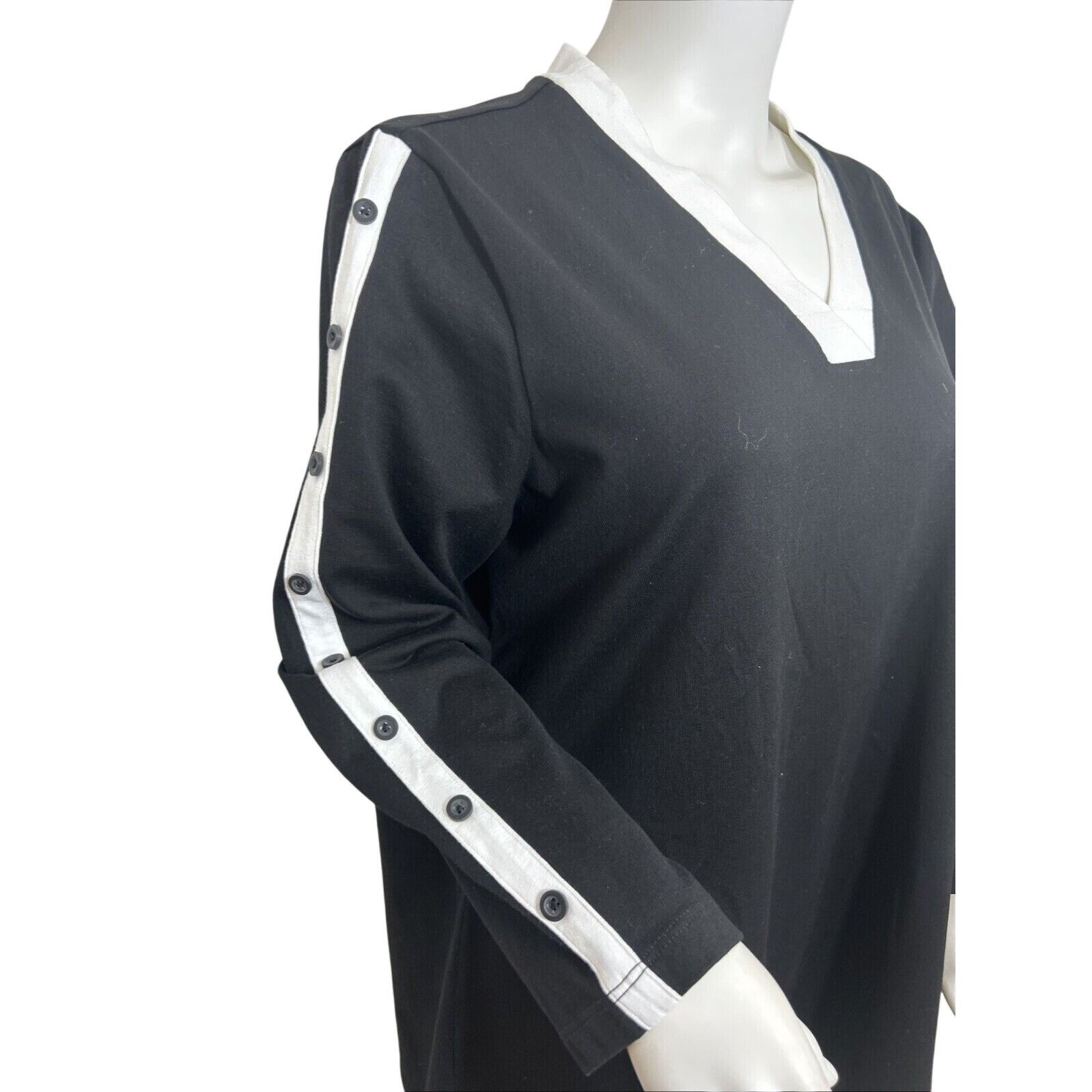 Other E.L.I Tunic Top XL Black White Trim Long Sleeve V-Neck Butt Size XL / US 12-14 / IT 48-50 - 2 Thumbnail