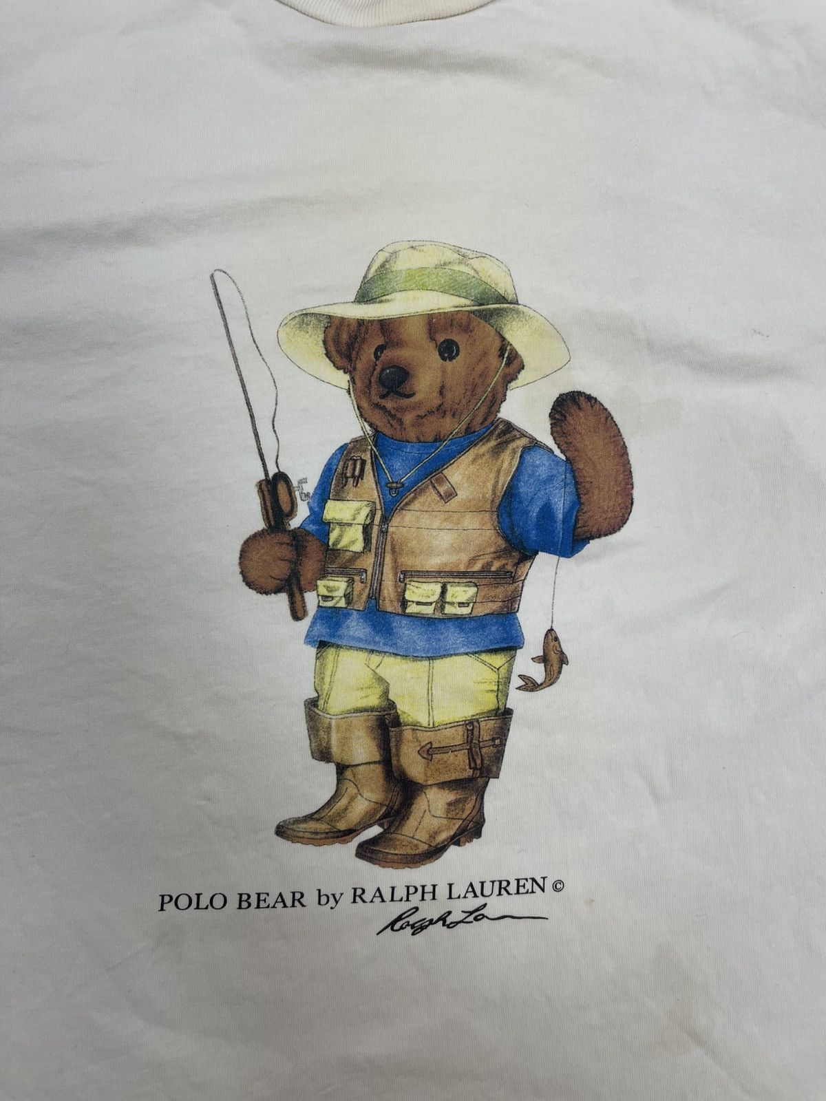 Polo Ralph Lauren × Vintage 90s POLO RALPH LAUREN FISHING BEAR TEE Size US L / EU 52-54 / 3 - 4 Thumbnail