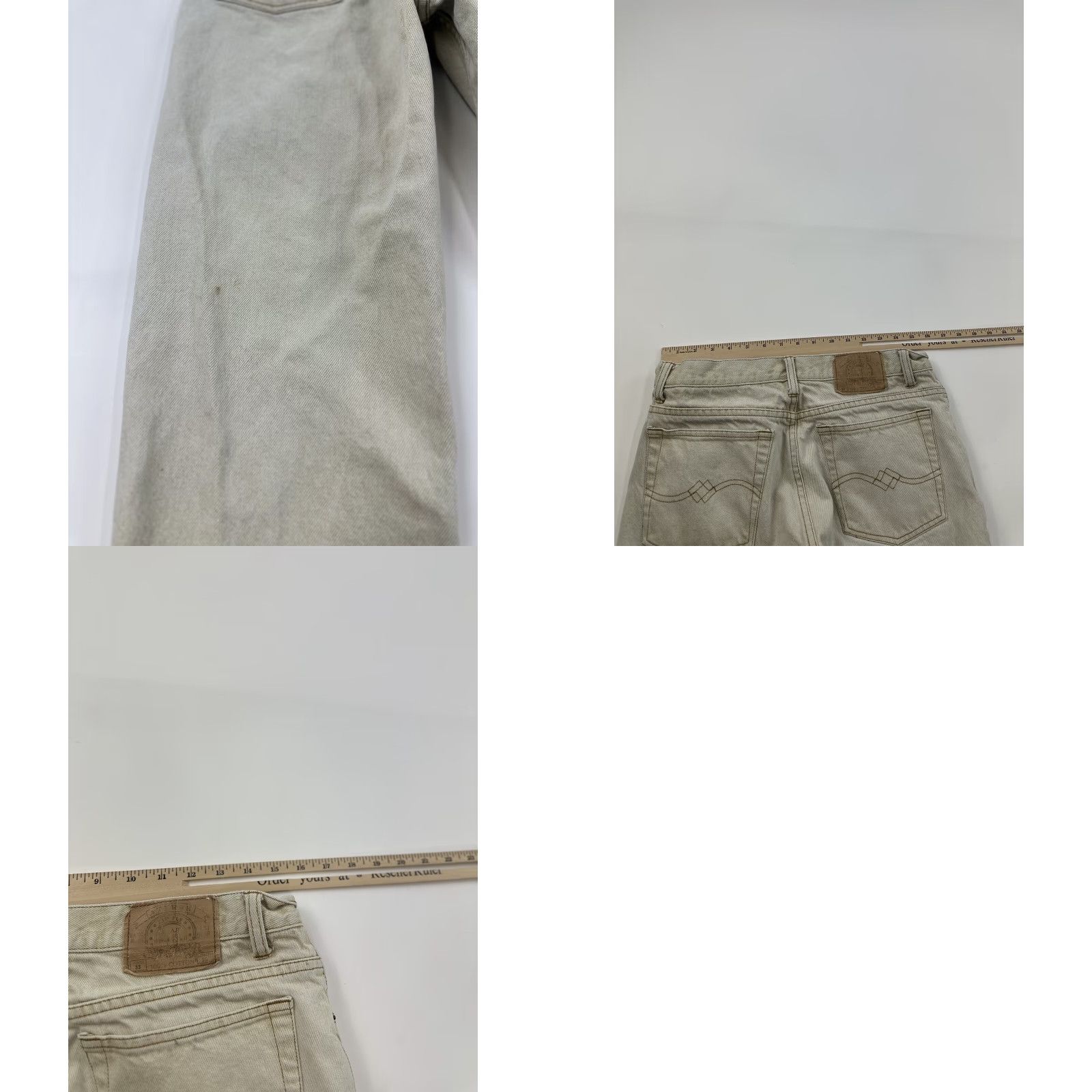 Denime VINTAGE Attrak Jeans Mens 33X30 Beige Denim Jeans Mid Rise Straight 5-Pocket Cotton Belt Loops Logo Button Mens Size US 33 - 9 Thumbnail