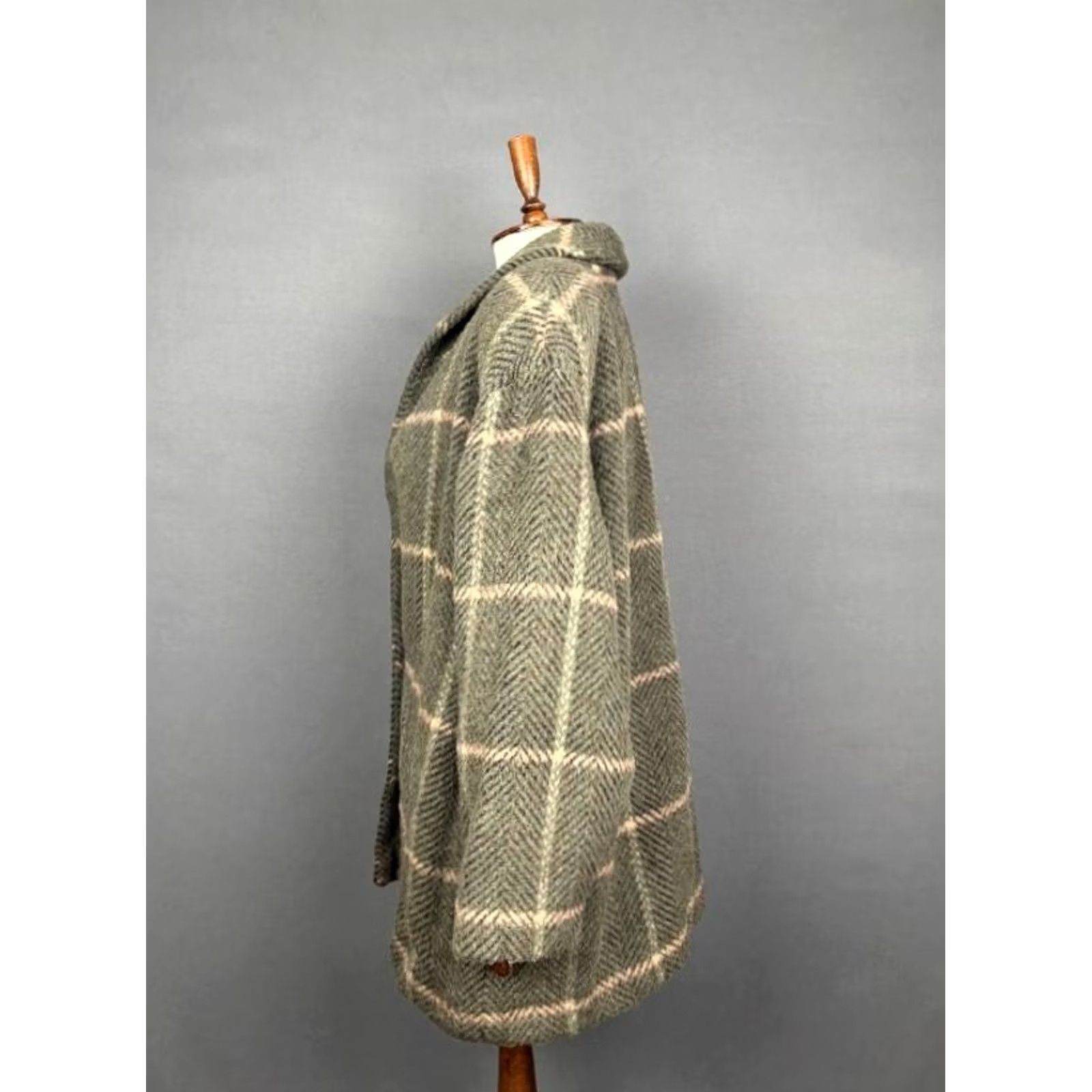 Vintage Luisa Spagnoli Coat Womens Long Gray Plaid Lama Button Up L Adults Women Midwest Style? Size L / US 10 / IT 46 - 4 Thumbnail