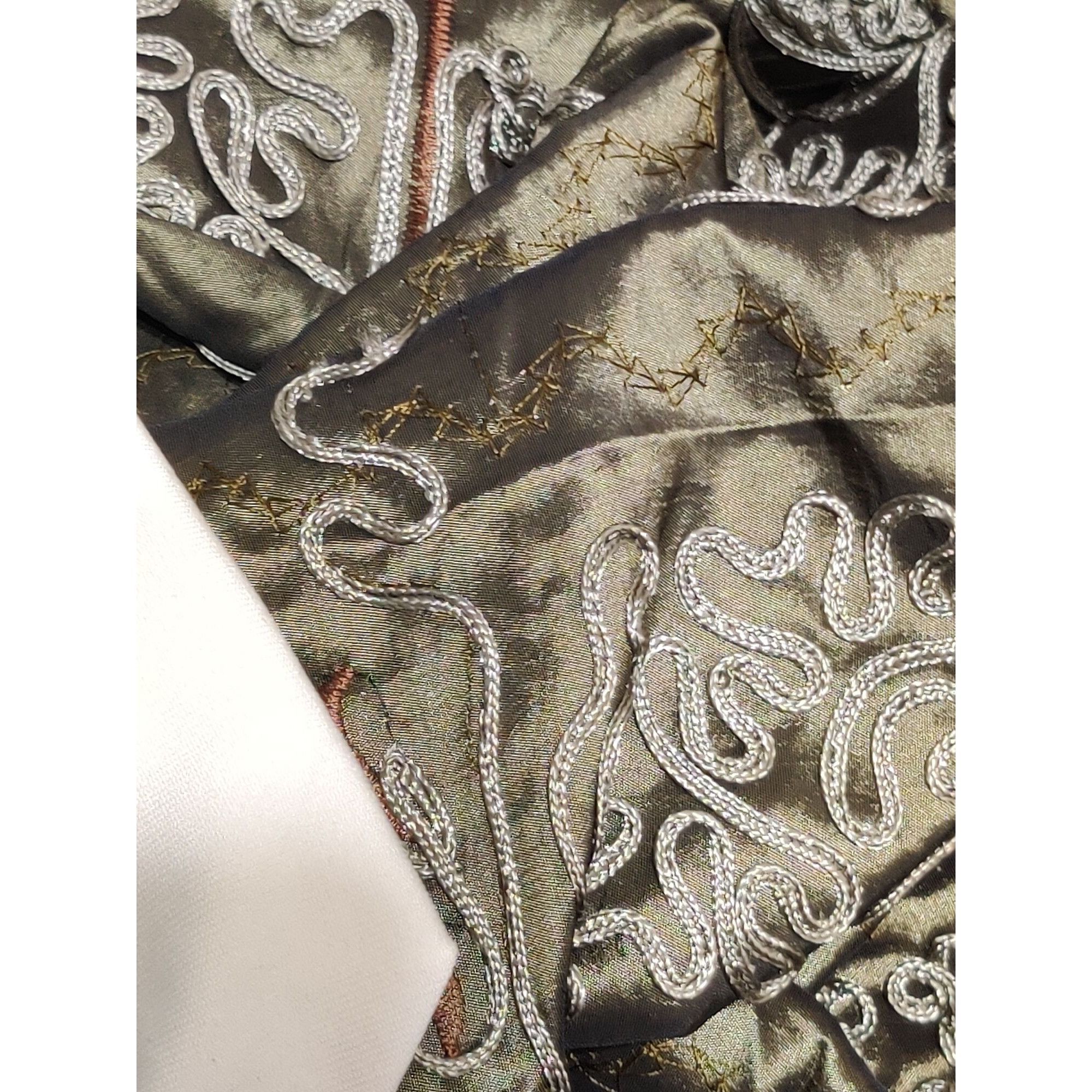 Agora Vintage Agora L Olive Embroidered Ruffle Open Front Statemen Size L / US 10 / IT 46 - 6 Thumbnail