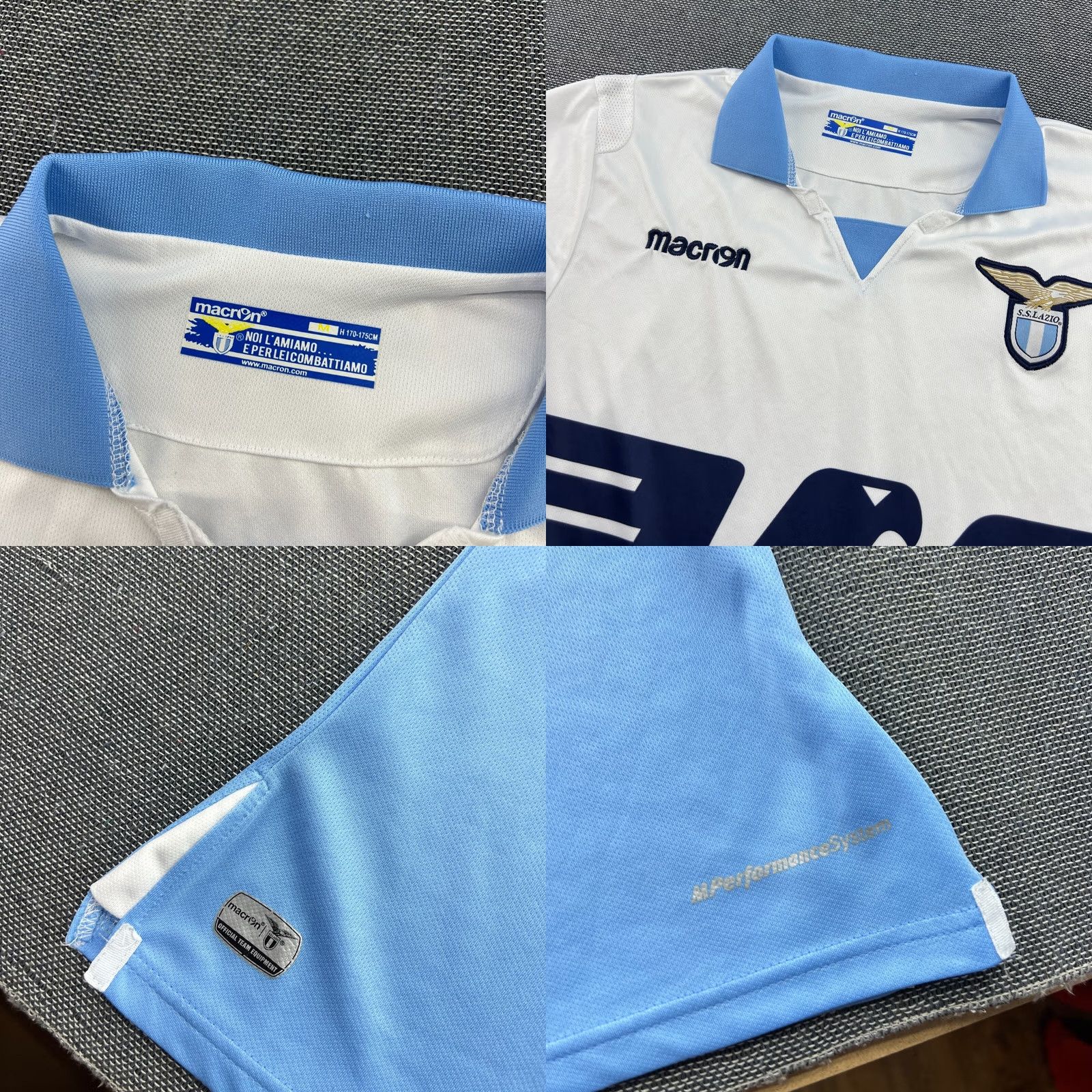 Macron Lazio Macron 2018 2019 HOME Jersey Medium Football Adult Shirt Unisex Multicolor Short Sleeve Moisture Wicking Quick Dry Size US M / EU 48-50 / 2 - 8 Thumbnail