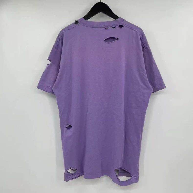 Balenciaga Balenciaga Eggplant Purple Ripped Letter Short Sleeve Size US XXS / EU 40 - 2 Thumbnail