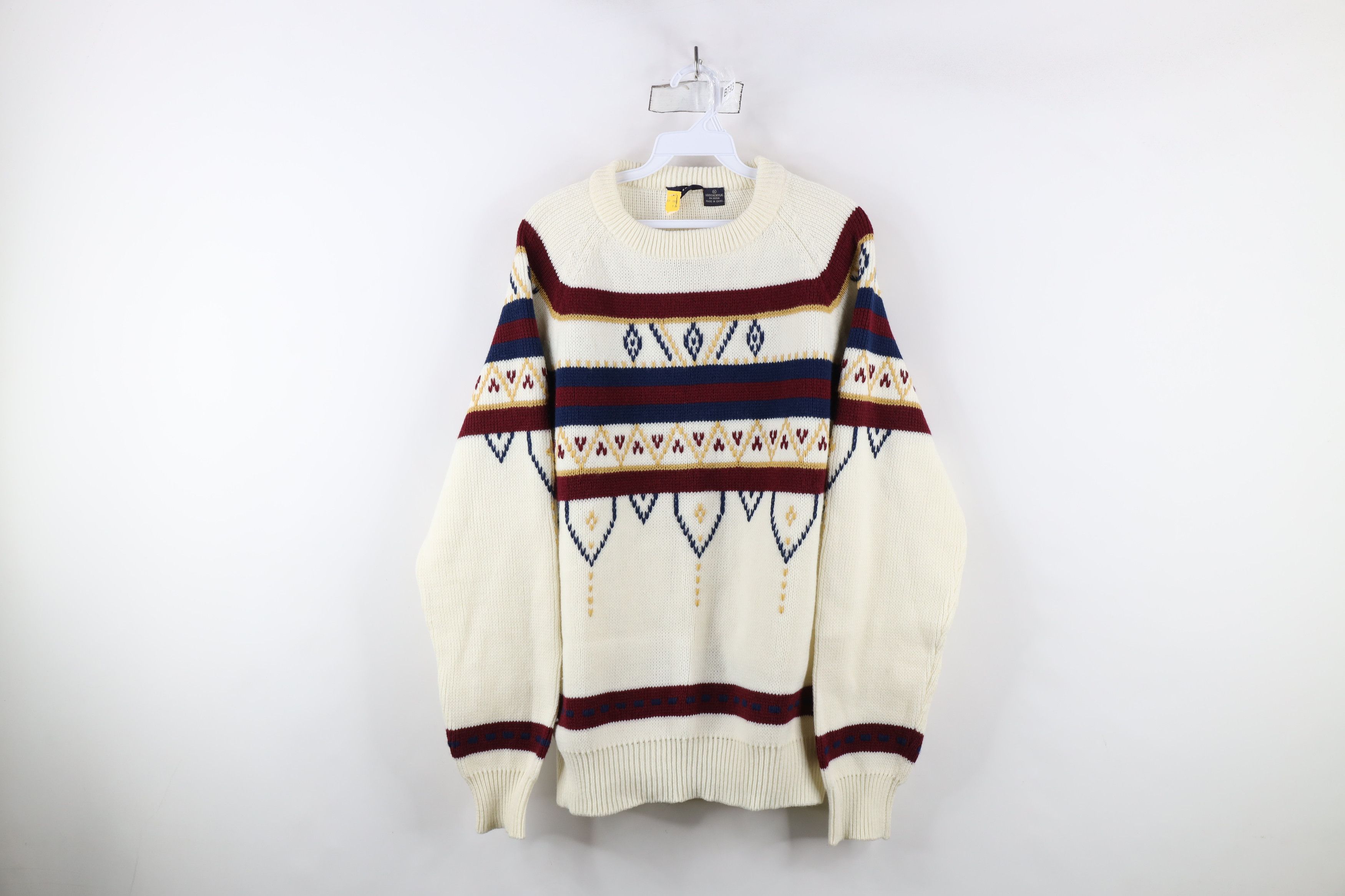 Vintage Deadstock Vintage 60s 70s Streetwear Fair Isle Knit Sweater Size US XL / EU 56 / 4 - 1 Thumbnail