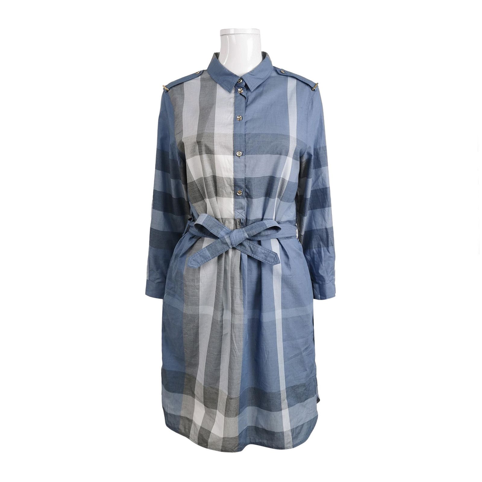 Burberry Burberry Blue Check Shirt Dress Size 10 Size L / US 10 / IT 46 - 1 Thumbnail