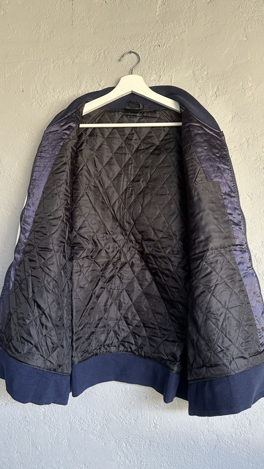 20471120 Hokusai katsushika Sukajan Souvenic Quilted dark blue Jacket Size US L / EU 52-54 / 3 - 4 Thumbnail