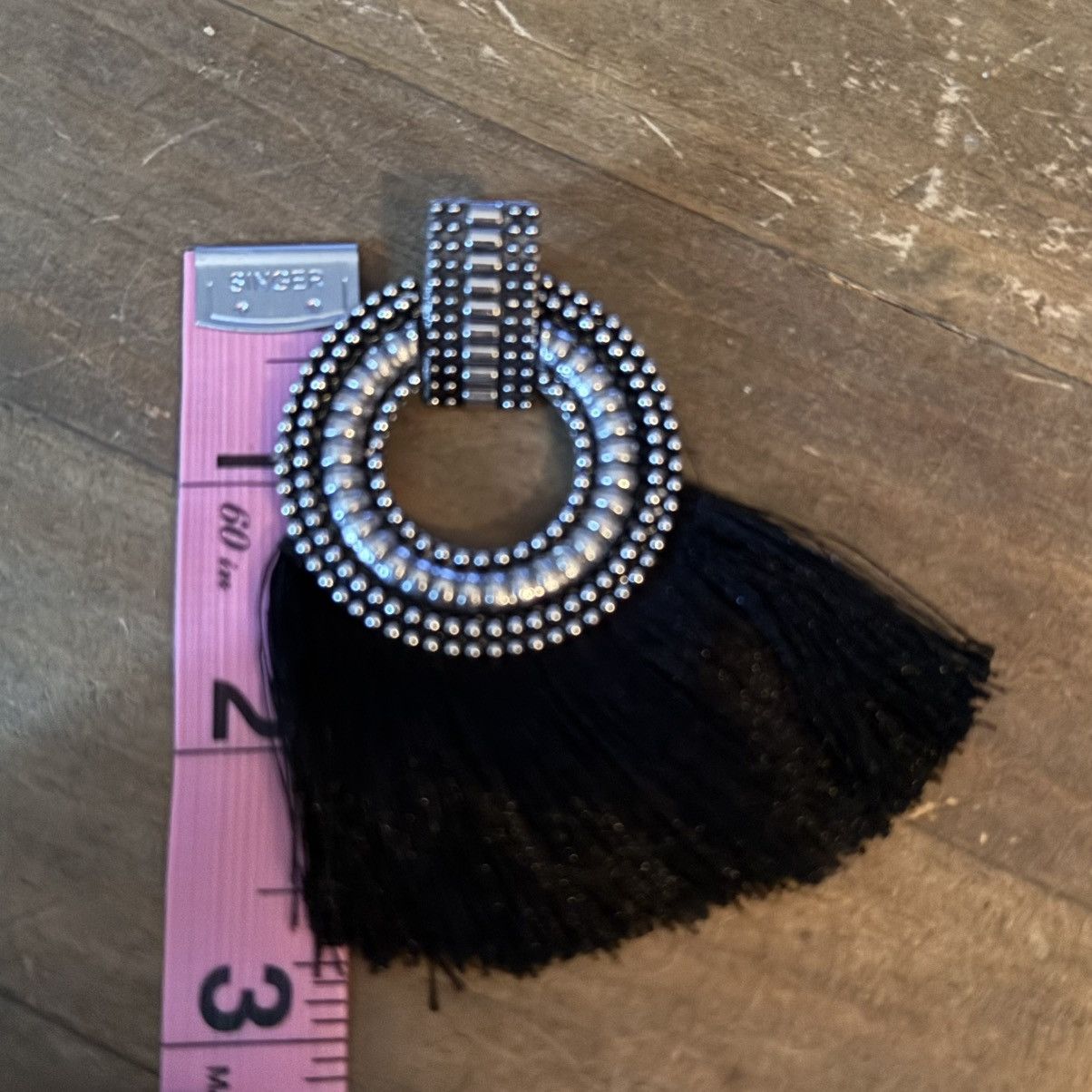 Other Silver tone black tassel fan earrings Size ONE SIZE - 3 Thumbnail