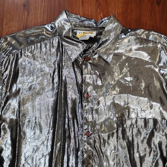 Other Vintage Year Of Silver Metallic Long Sleeve Button Shirt Size US L / EU 52-54 / 3 - 1 Thumbnail