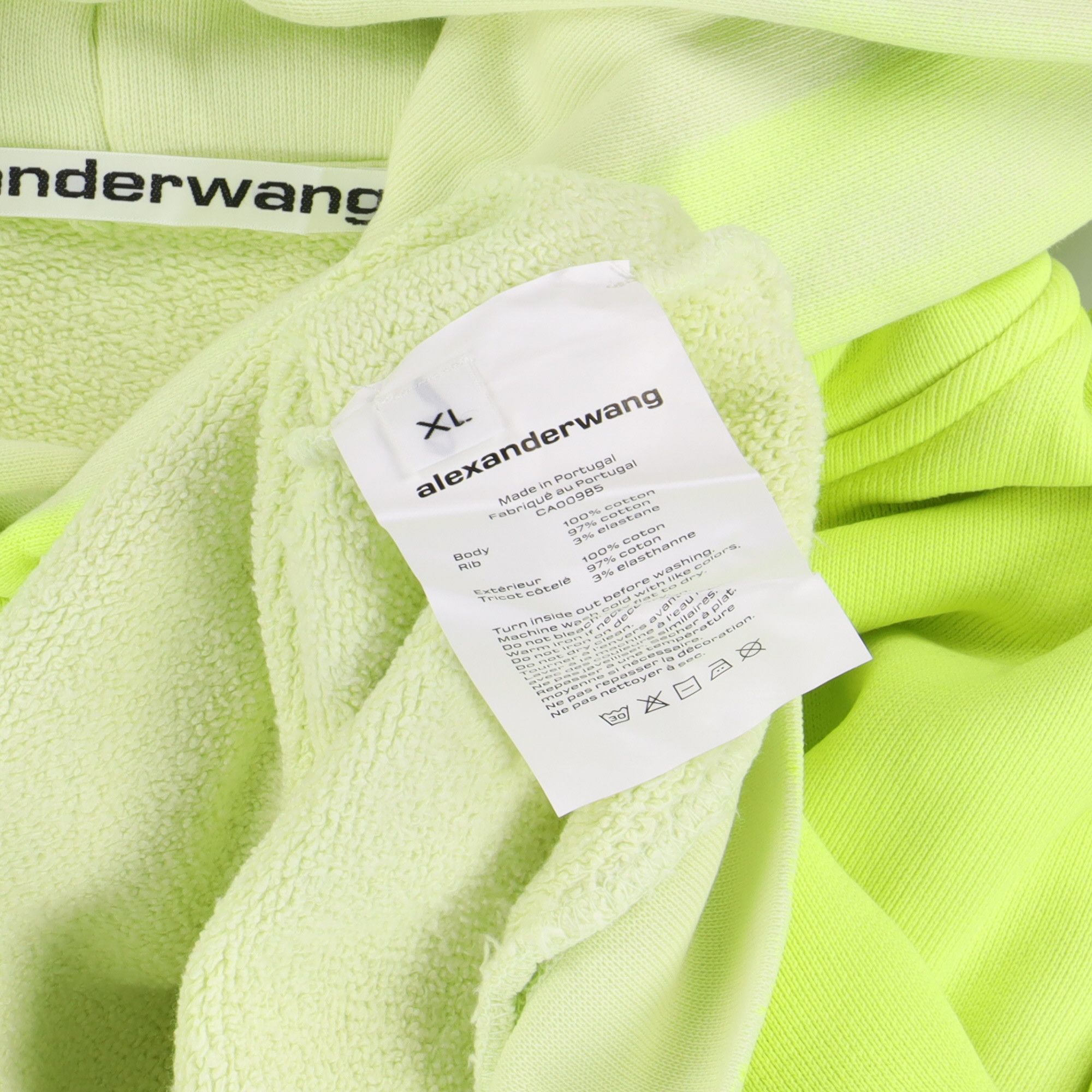 Alexander Wang Fluorescent Yellow Dyed Logo Print Oversized Hoodie Size US XL / EU 56 / 4 - 10 Thumbnail