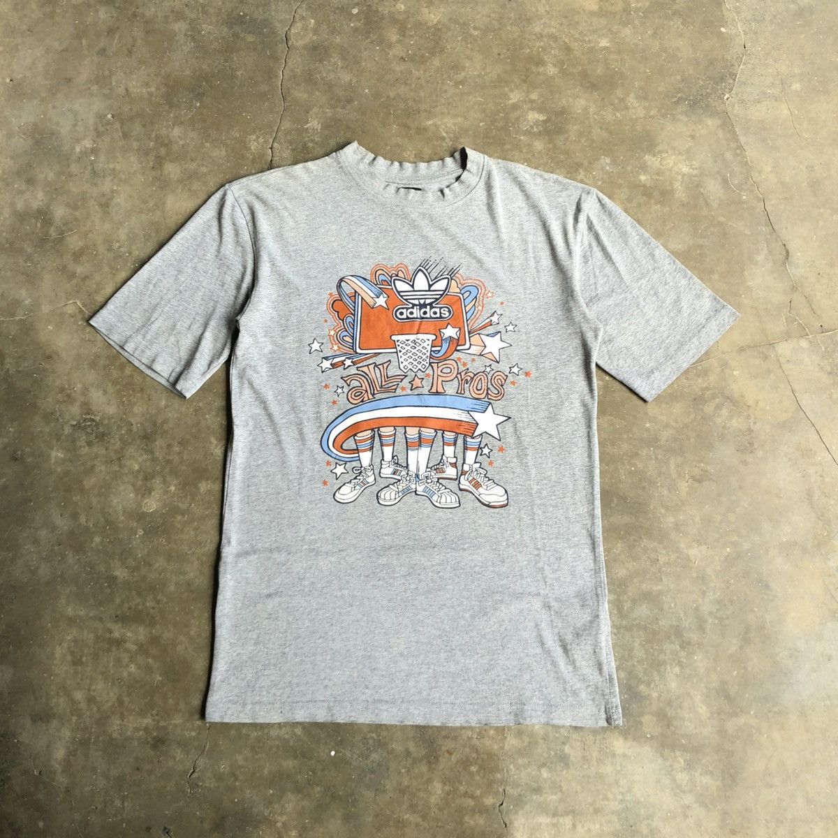 2000s Adidas Basketball All Pros Graphic Logo T-shirt Grey