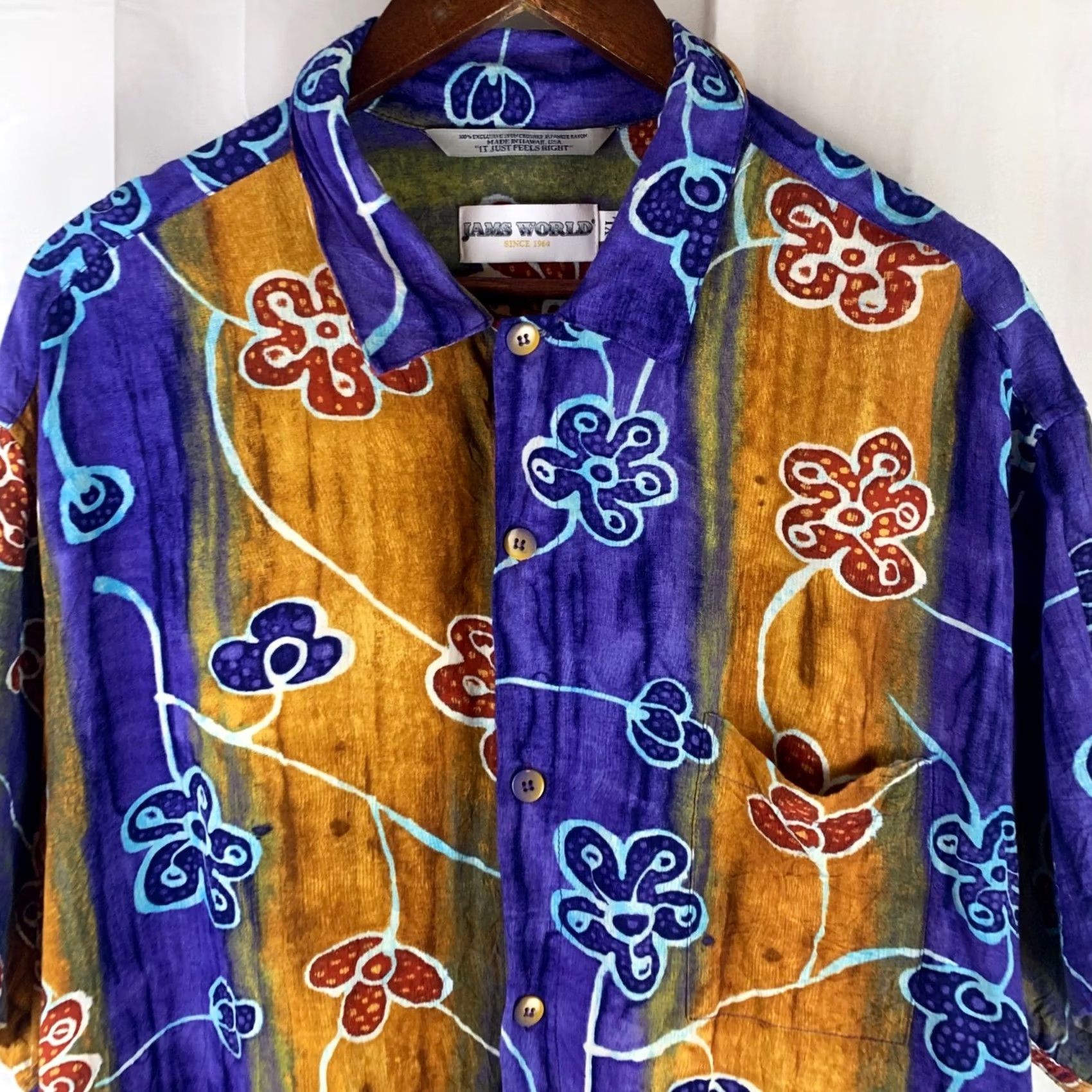Jams World VINTAGE Jams World Button-Down Shirt Mens XL Purple Yellow Floral Charms Made in Hawaii Size US XL / EU 56 / 4 - 2 Thumbnail