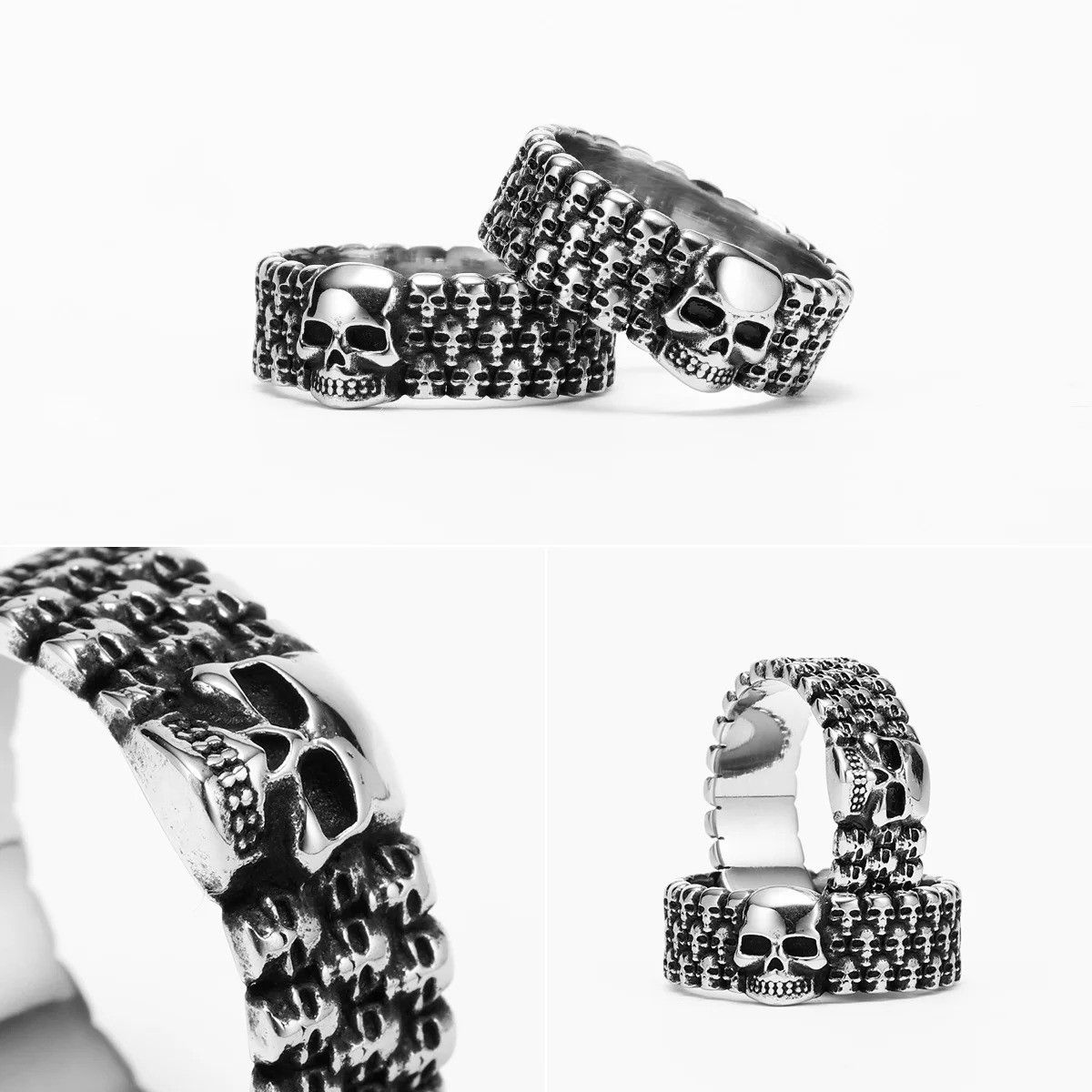 Vintage Skull Unique Men Ring Size ONE SIZE - 4 Thumbnail