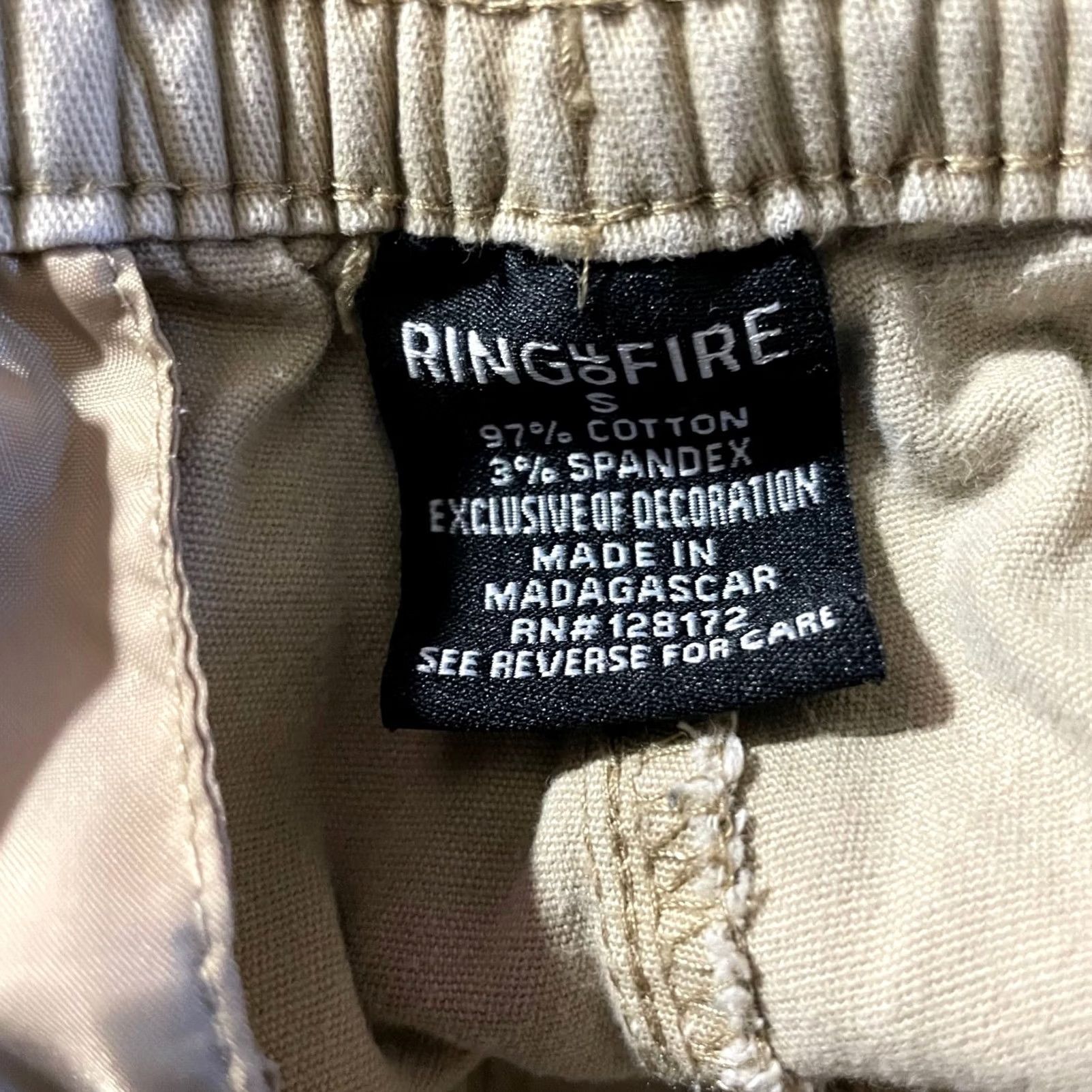 Ring Of Fire Ring of Fire Cargo Jogger Pants Men S Tan Khaki Elastic Waist Drawstring Stretch Size US 29 - 2 Thumbnail