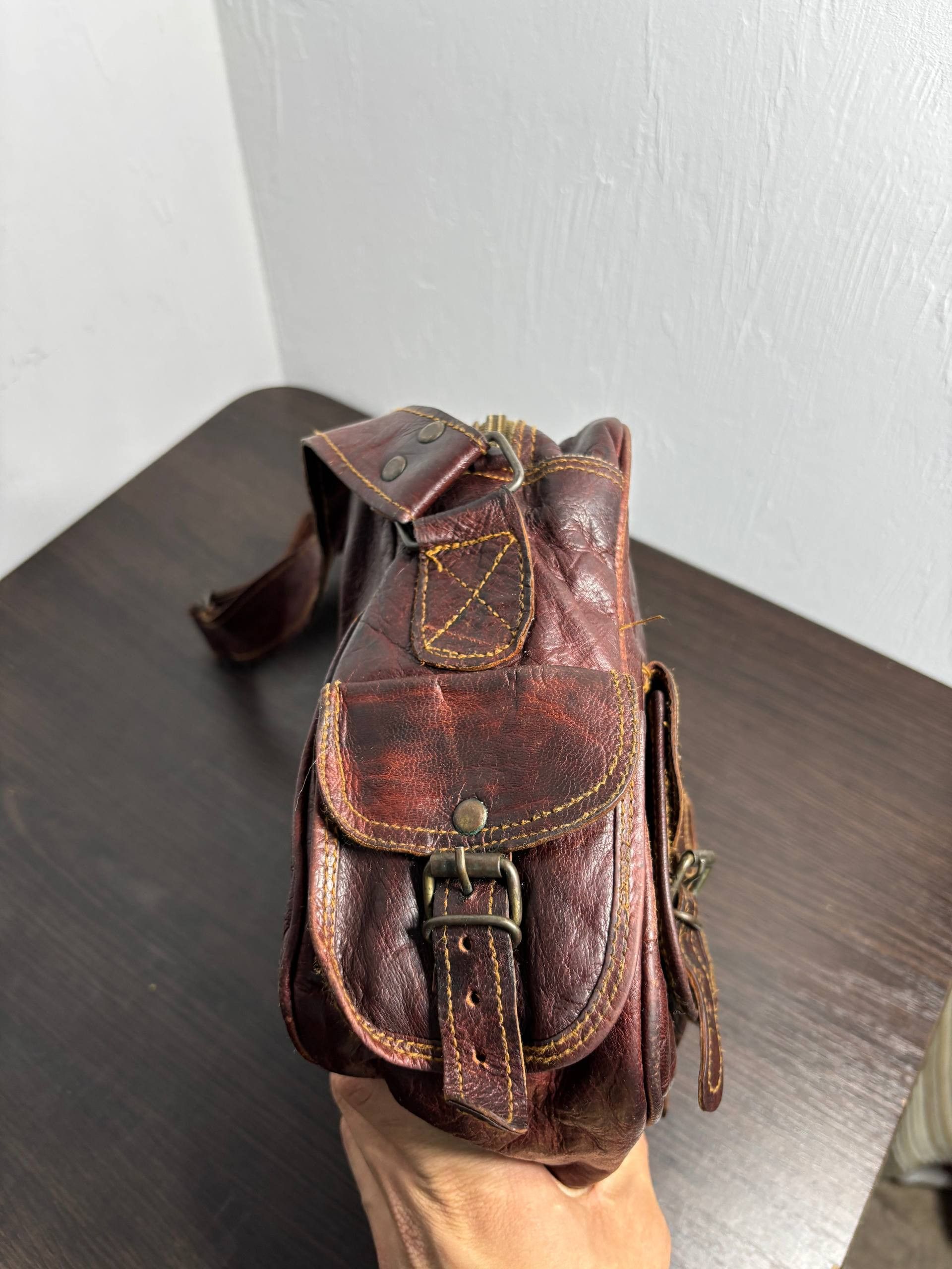 Diesel Diesel style Avant Garde Leather Distressed VTG Bag Size ONE SIZE - 9 Thumbnail
