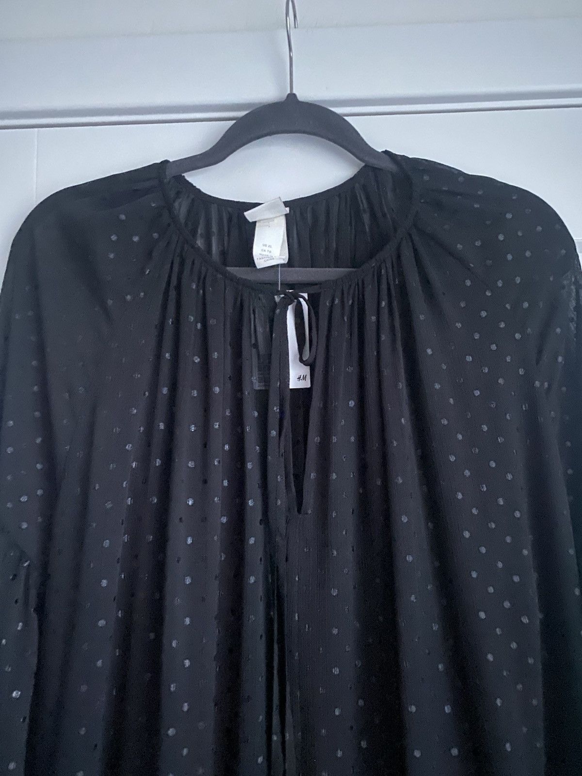 H&M H&M LONG BLACK POLKA DOT SHIMMERING PATTERN CHIFFON DRESS Size XL / US 12-14 / IT 48-50 - 6 Thumbnail