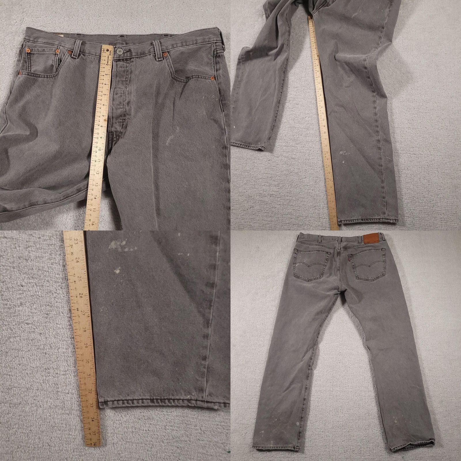 Levi's VINTAGE Levis 501 Jeans Mens 40x34 Gray Denim Button Fly Straight Leg Distressed Pants Size US 40 / EU 56 - 10 Thumbnail