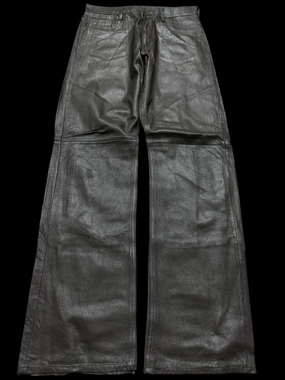 Michel Klein 💥Vintage 90s Michel Klein Homme Paris Leather Pants Dark Size US 28 / EU 44 - 2 Thumbnail
