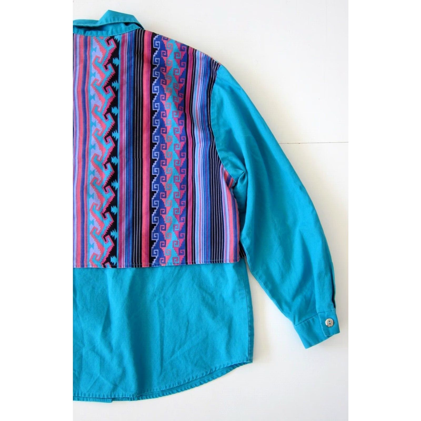 Vintage VINTAGE Western Plains Trading Co. Blouse Shirt 3/4 Sleeve Pink Blue M-L Womens Size L / US 10 / IT 46 - 6 Thumbnail