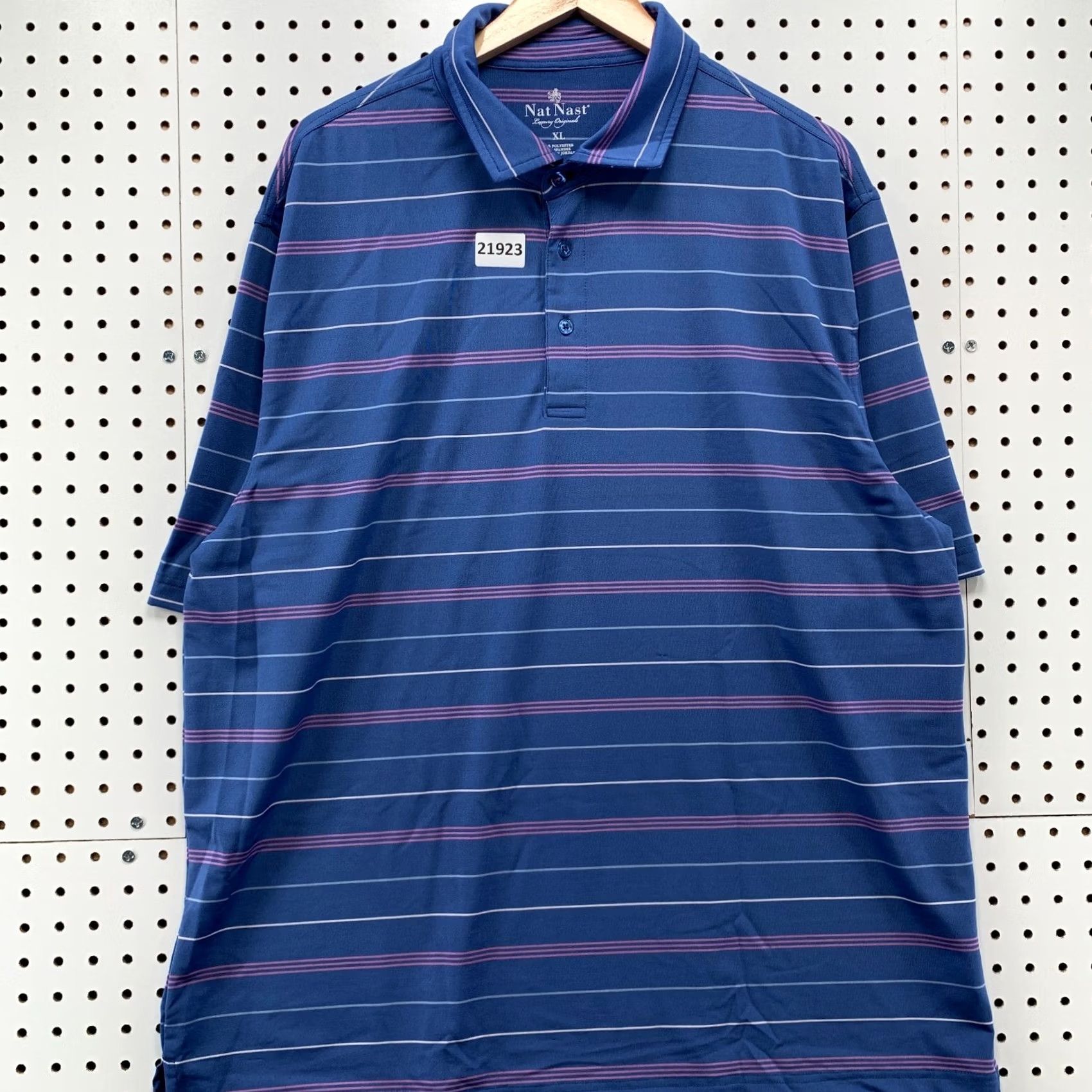 Nat Nast Nat Nast Luxury Originals Polo Shirt Blue Pink Striped MEns XL 25.5x33 Size US XL / EU 56 / 4 - 6 Thumbnail