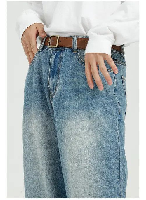 Hypebeast × Japanese Brand × Jean Japanese loose all-match blue straight wide-leg jeans Size US 32 / EU 48 - 4 Thumbnail