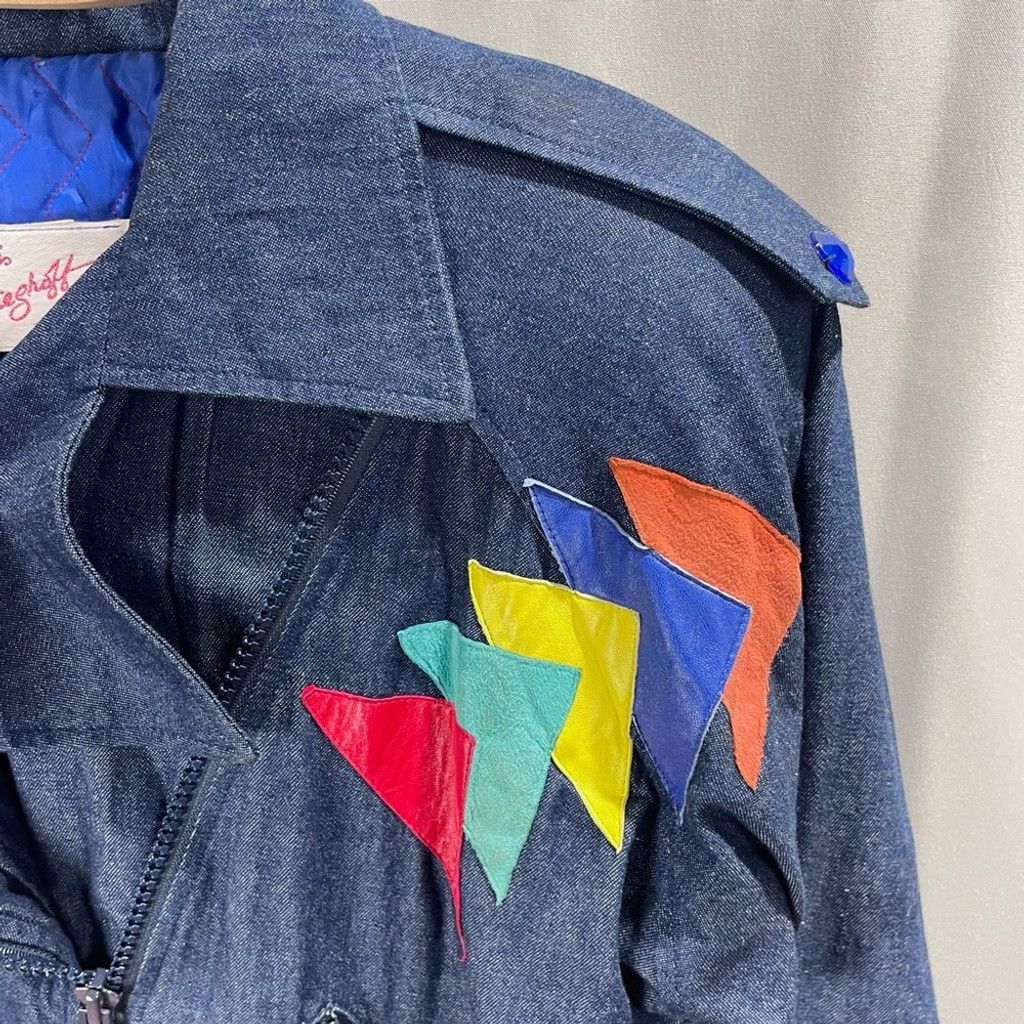 Vintage Vintage Embellished Denim & Suede Patchwork Moto Bomber L Size L / US 10 / IT 46 - 5 Thumbnail
