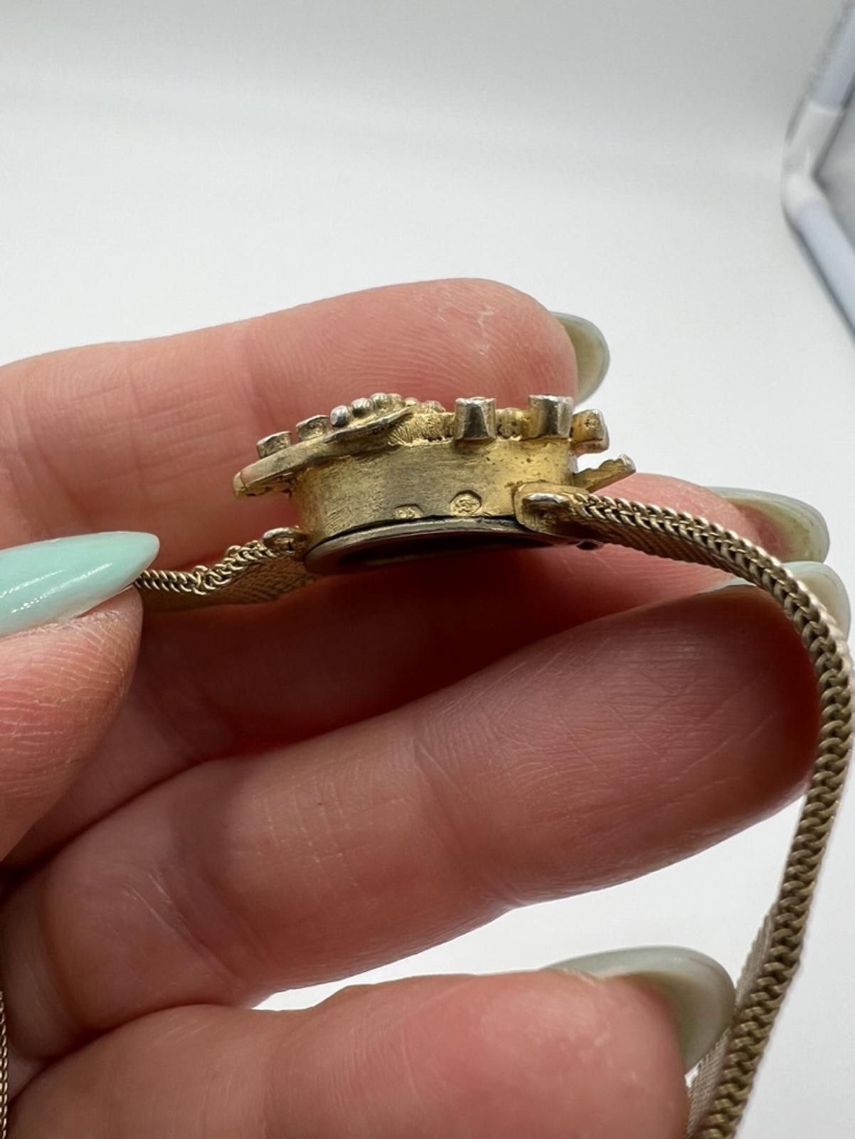 Other Gold Over Sterling Silver Painted Cameo Victorian Bracelet Size ONE SIZE - 4 Thumbnail
