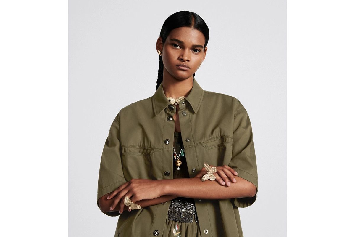 Dior o1bcso1str0225 Short-Sleeved Blouse in Khaki Size M / US 6-8 / IT 42-44 - 7 Thumbnail