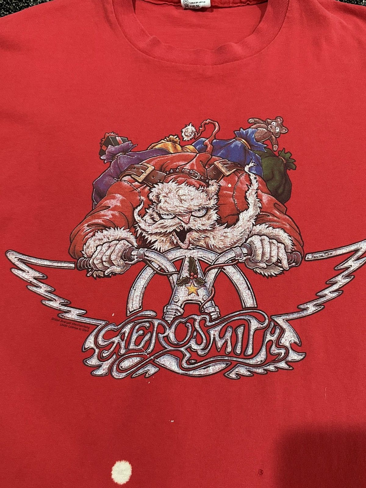 Aerosmith Vintage Aerosmith 1994 Red Cartoon Christmas Biker T-Shirt Size US XL / EU 56 / 4 - 11 Thumbnail