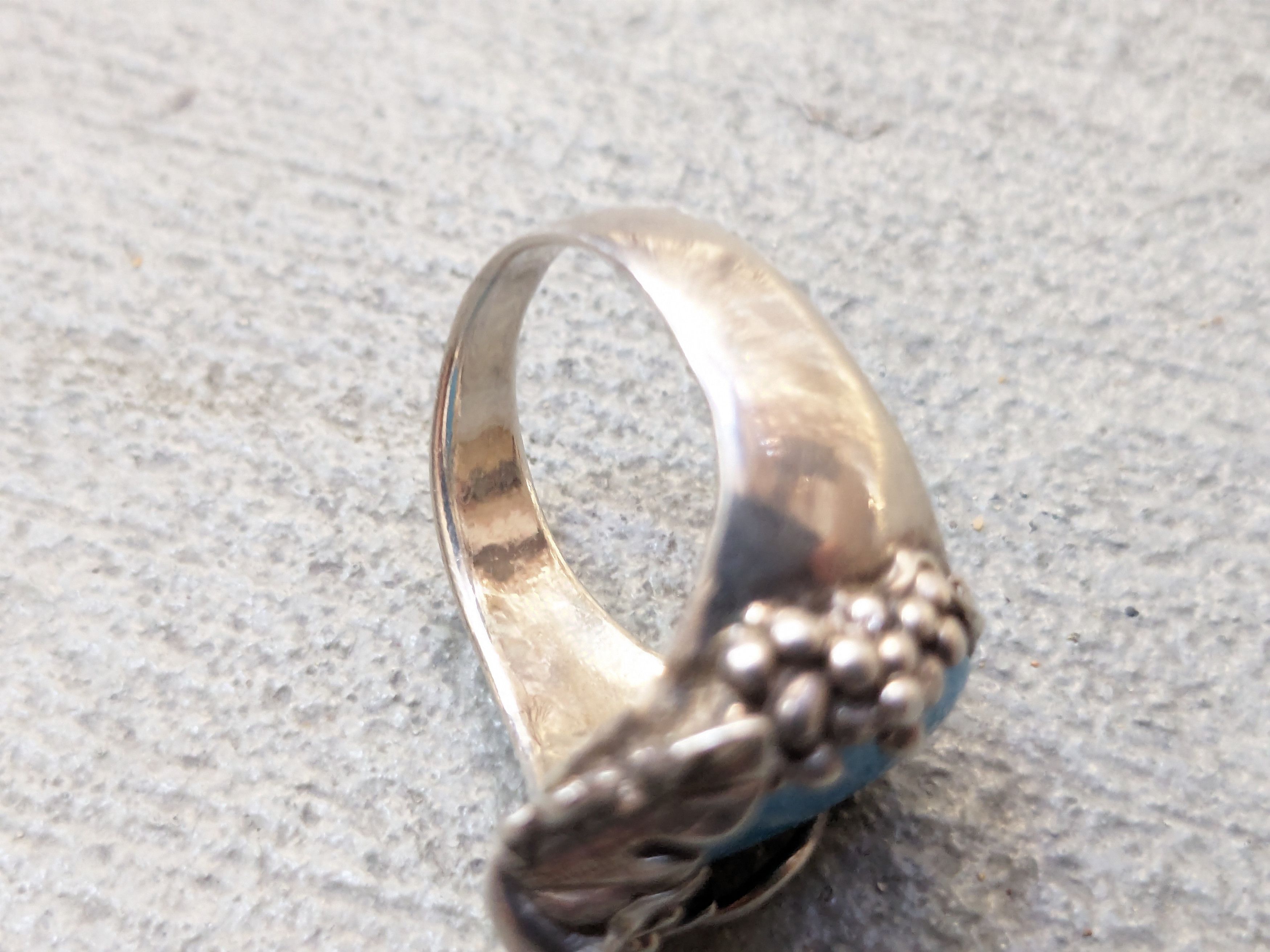 Jewelry Vintage Sterling Silver Ring 8 Faux Turquoise Leaf Modern Size ONE SIZE - 10 Thumbnail