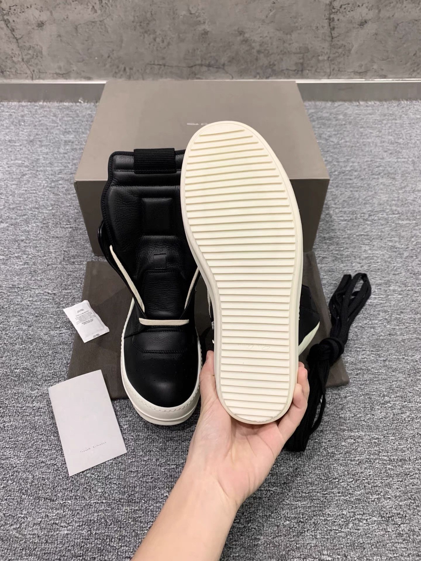 Rick Owens Rick Owens Black White Leather Triangle High-Tops K34 Size US 6 / IT 36 - 2 Thumbnail