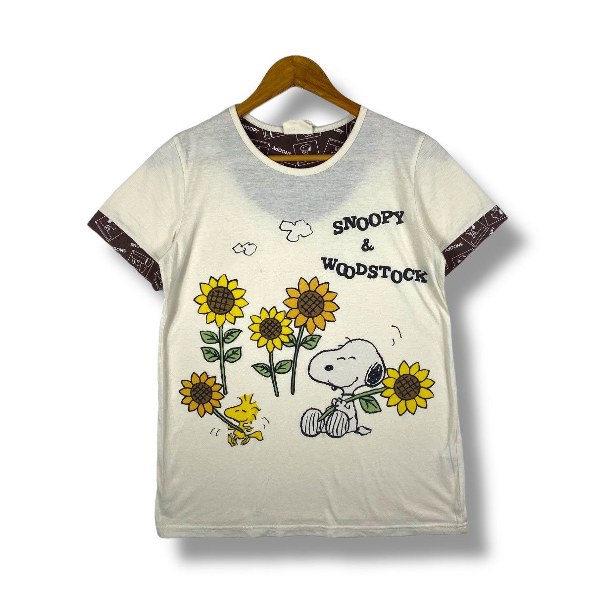 Peanuts Vintage SNOOPY & WOODSTOCK Sunflower Cartoon Graphic Tee Size M / US 6-8 / IT 42-44 - 1 Thumbnail