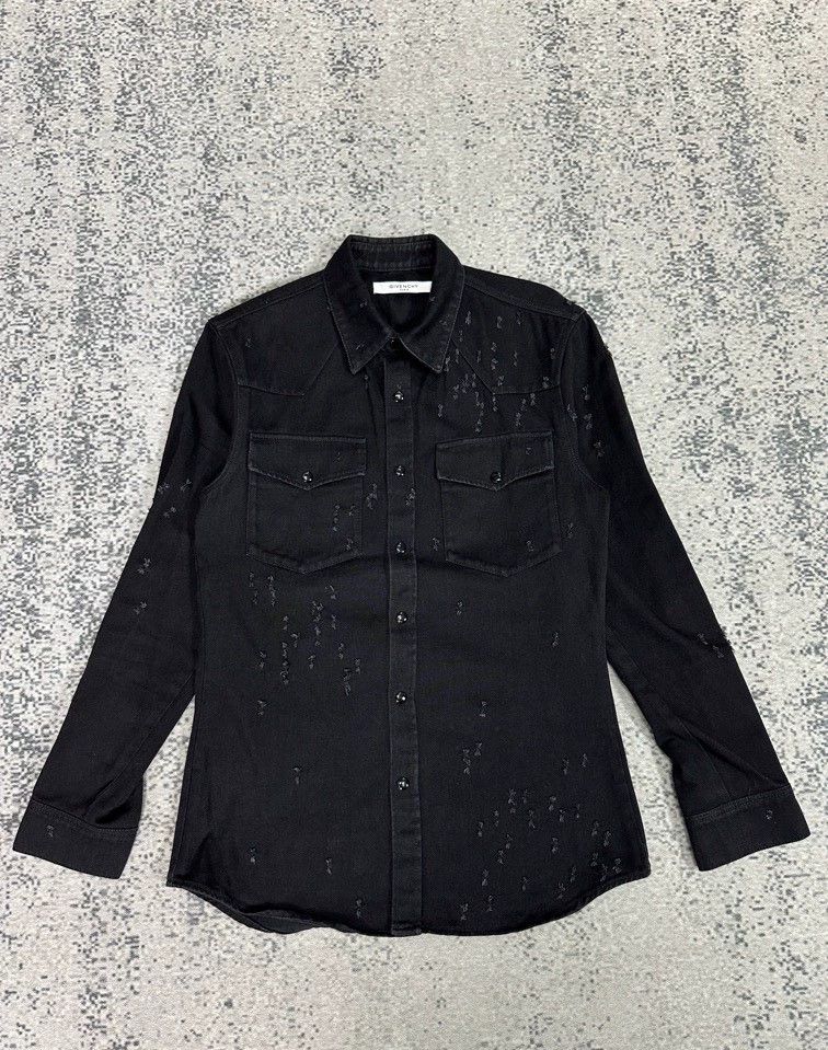 Givenchy Givenchy Bullet Hole Denim Shirt Jacket Size US S / EU 44-46 / 1 - 1 Thumbnail