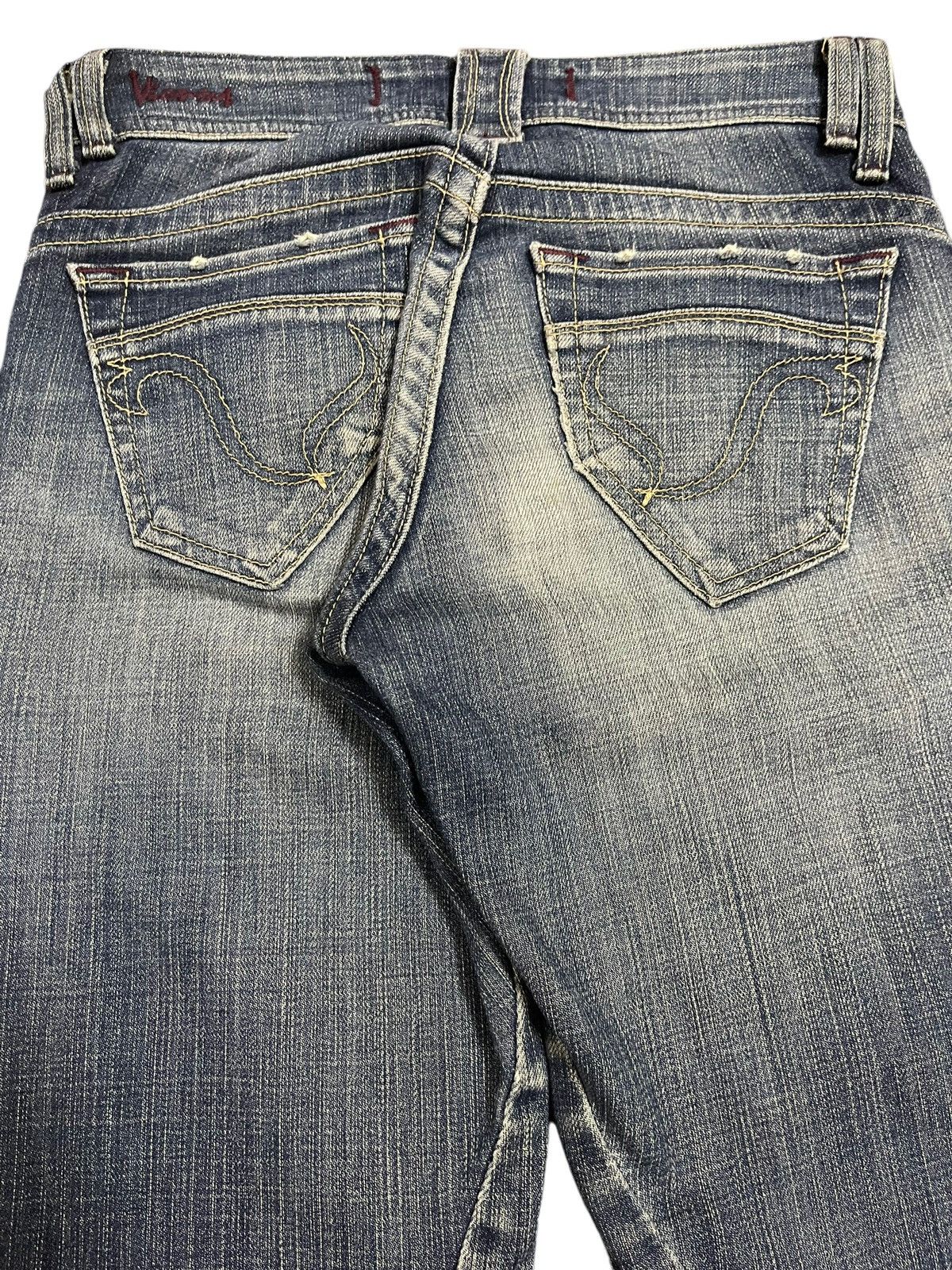 Ksubi Vintage Japanese Brand Blue Wash Distressed Bootcut Jeans Size 27" / US 4 / IT 40 - 6 Thumbnail