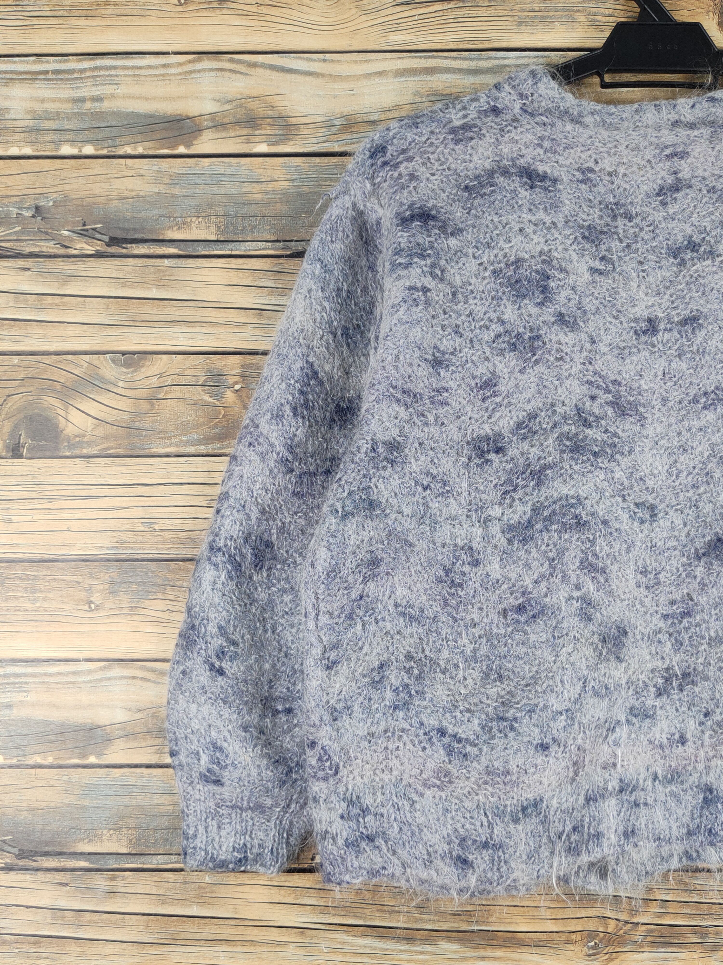 Japanese Brand × Vintage Japanese Brand Navy White Fur Mohair Knitwear Cardigan#W1341 Size S / US 4 / IT 40 - 9 Thumbnail