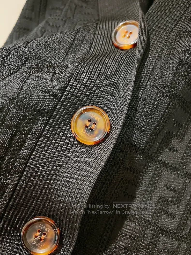 Other Fendi Black FF Monogram Knit Cardigan with Cut-Out Logo Le Size XXS / US 00 / IT 34 - 5 Thumbnail