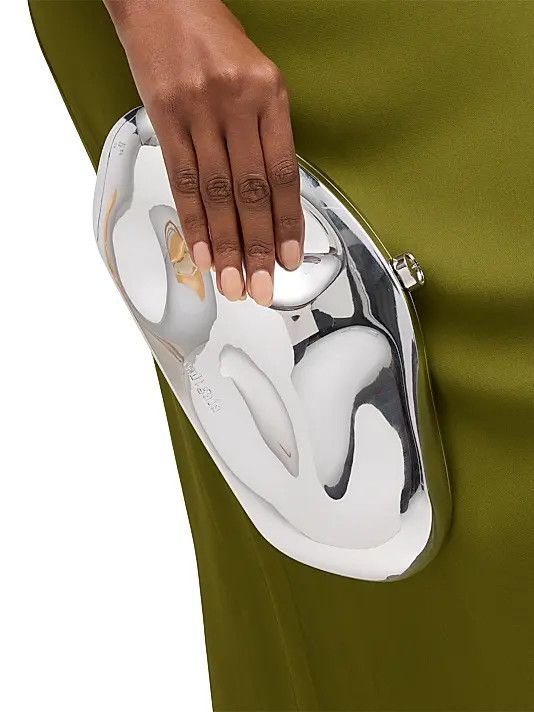 Cult Gaia os11x0326 Size: OS / Caldera Metallic Clutch Bag in Silver Size ONE SIZE - 3 Thumbnail