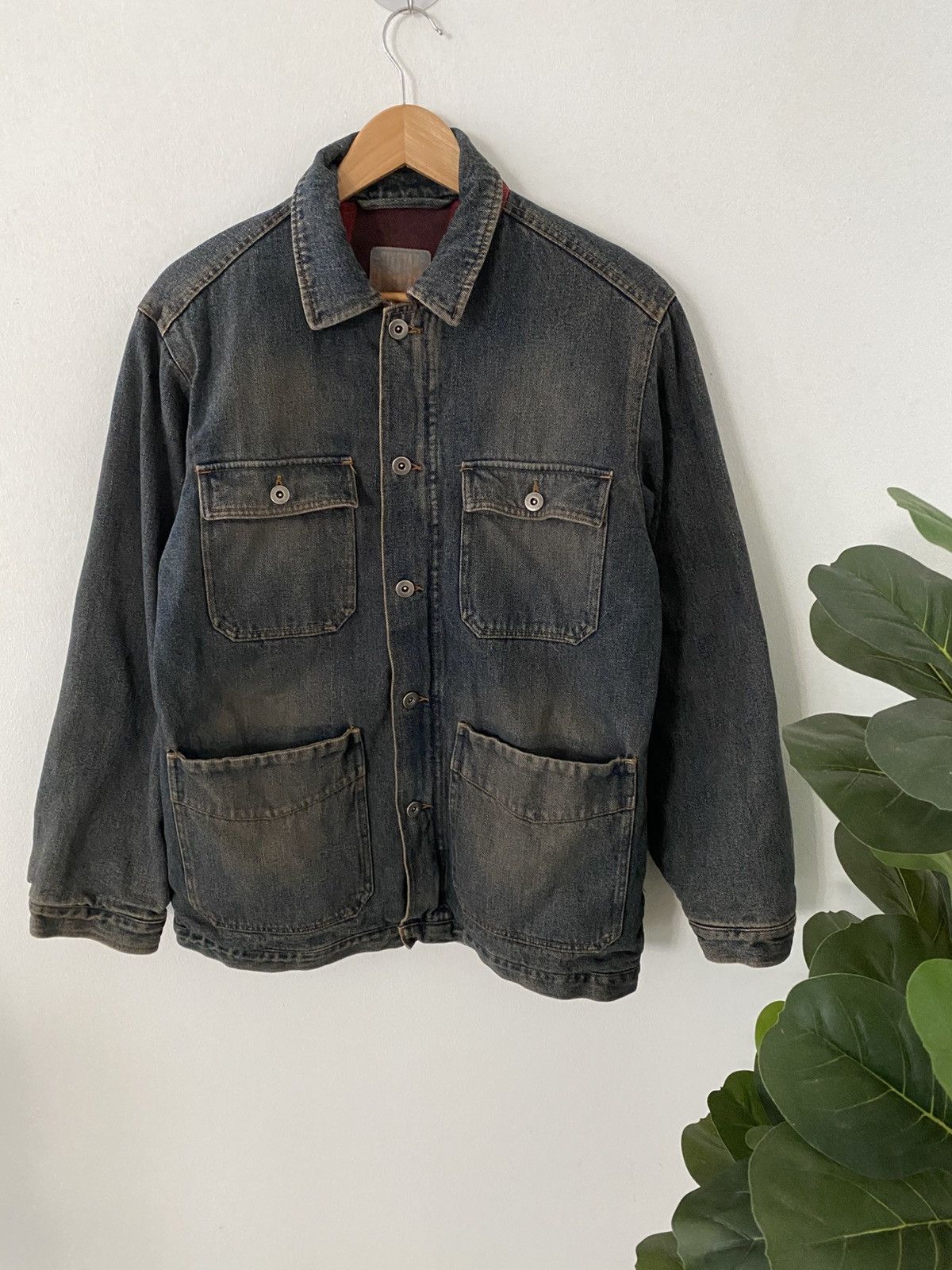 Hysteric Glamour Vintage SIX STAR CHORE DENIM JACKET LINNING PLAID PUNK Size US L / EU 52-54 / 3 - 12 Thumbnail