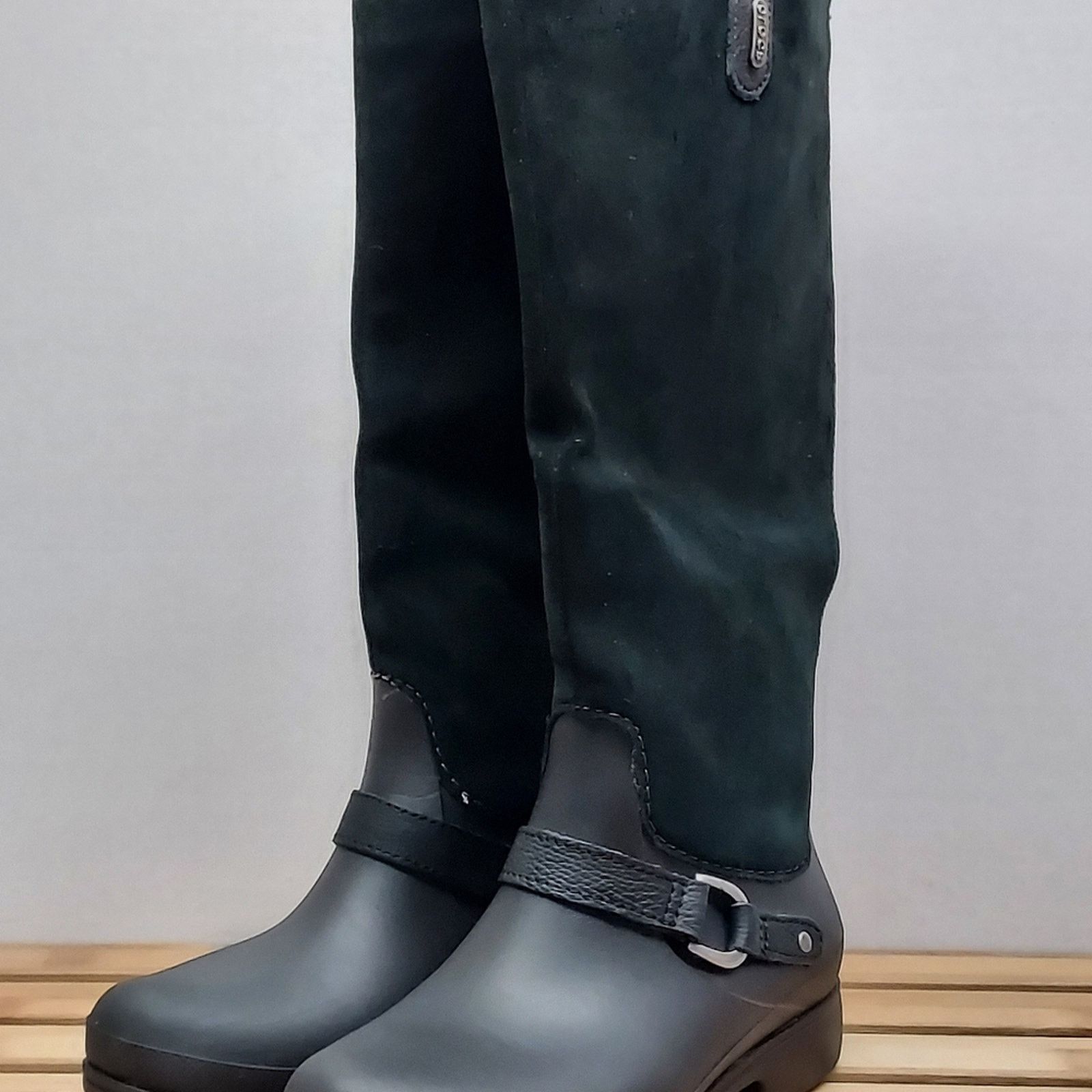 Crocs CROCS Womens | Black | Equestrian Suede Tall Boots Size 6 Size US 6 / IT 36 - 2 Thumbnail