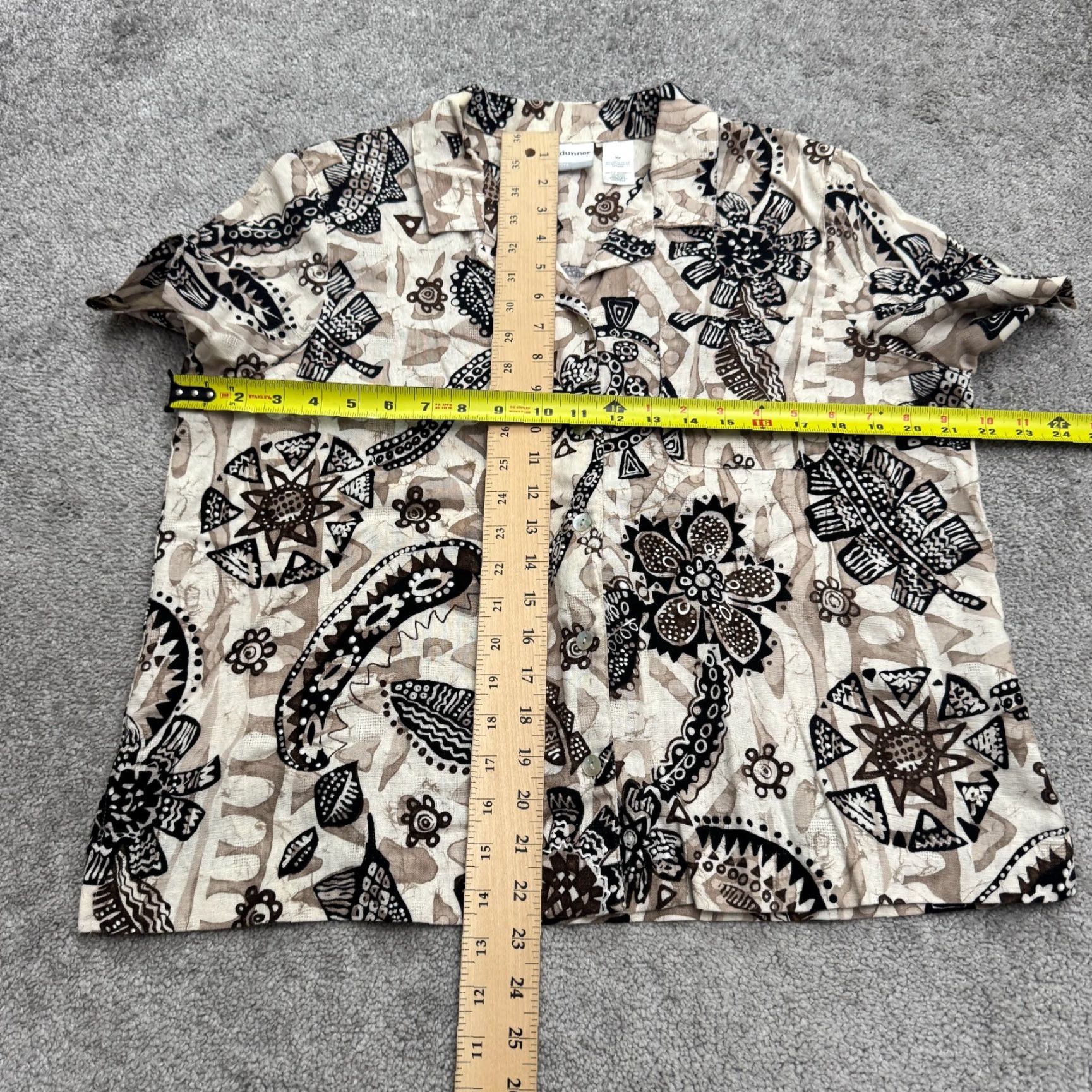 Vintage Vintage Alfred Dunner Linen Batik Paisley Button Down Shirt Womens 16P Brown Top Size XXL / US 16-18 / IT 52-54 - 7 Thumbnail