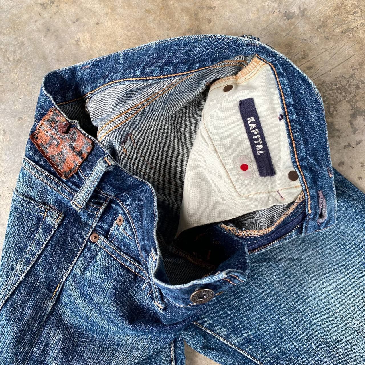 Kapital VINTAGE KAPITAL BY KIRO HIRATA FADED BLUE LOWRISE SLIMFIT Size US 27 - 15 Thumbnail