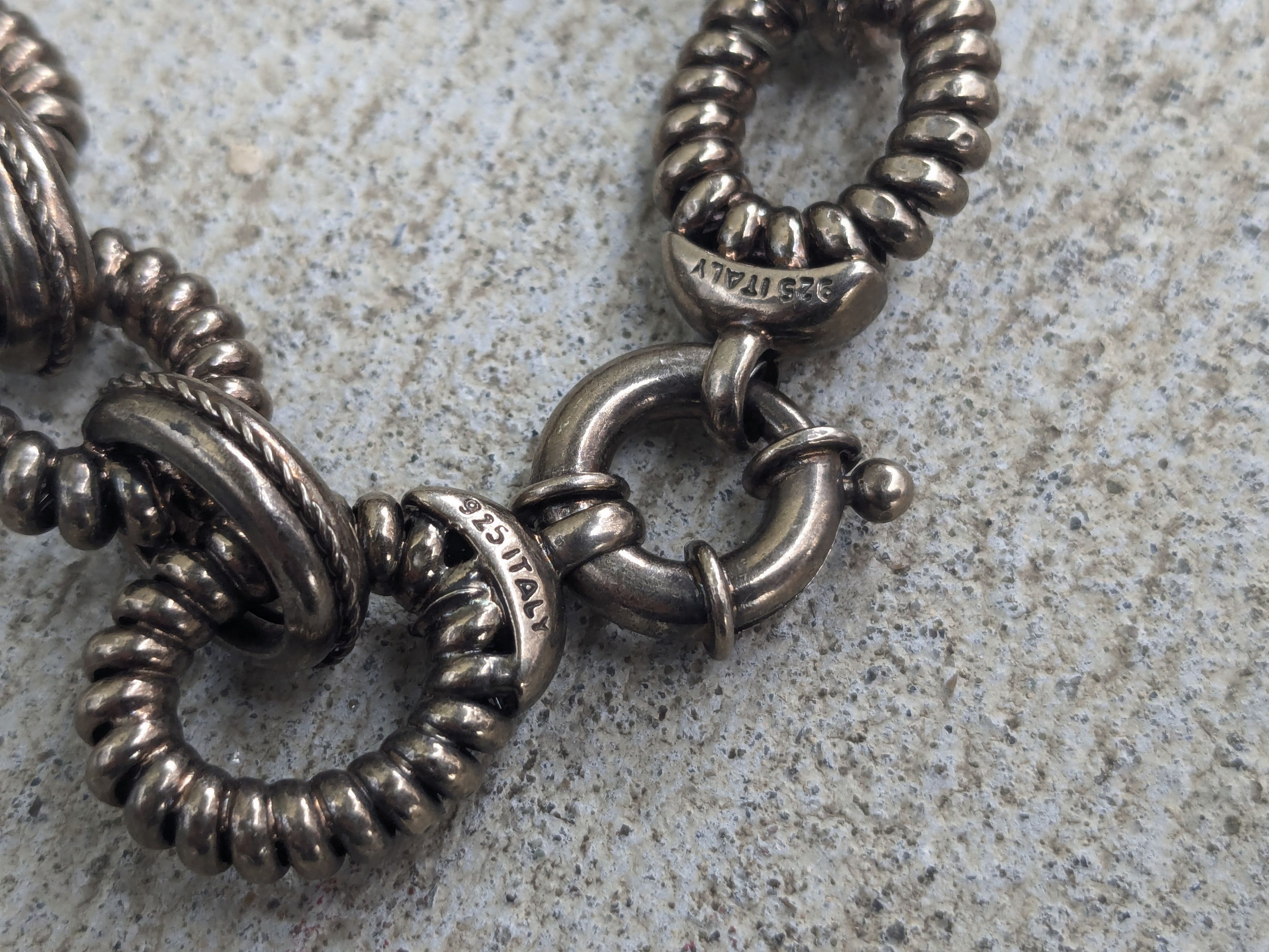Jewelry Vintage Sterling Silver Bracelet Oval Thick Chunky 7.75 Size ONE SIZE - 6 Thumbnail