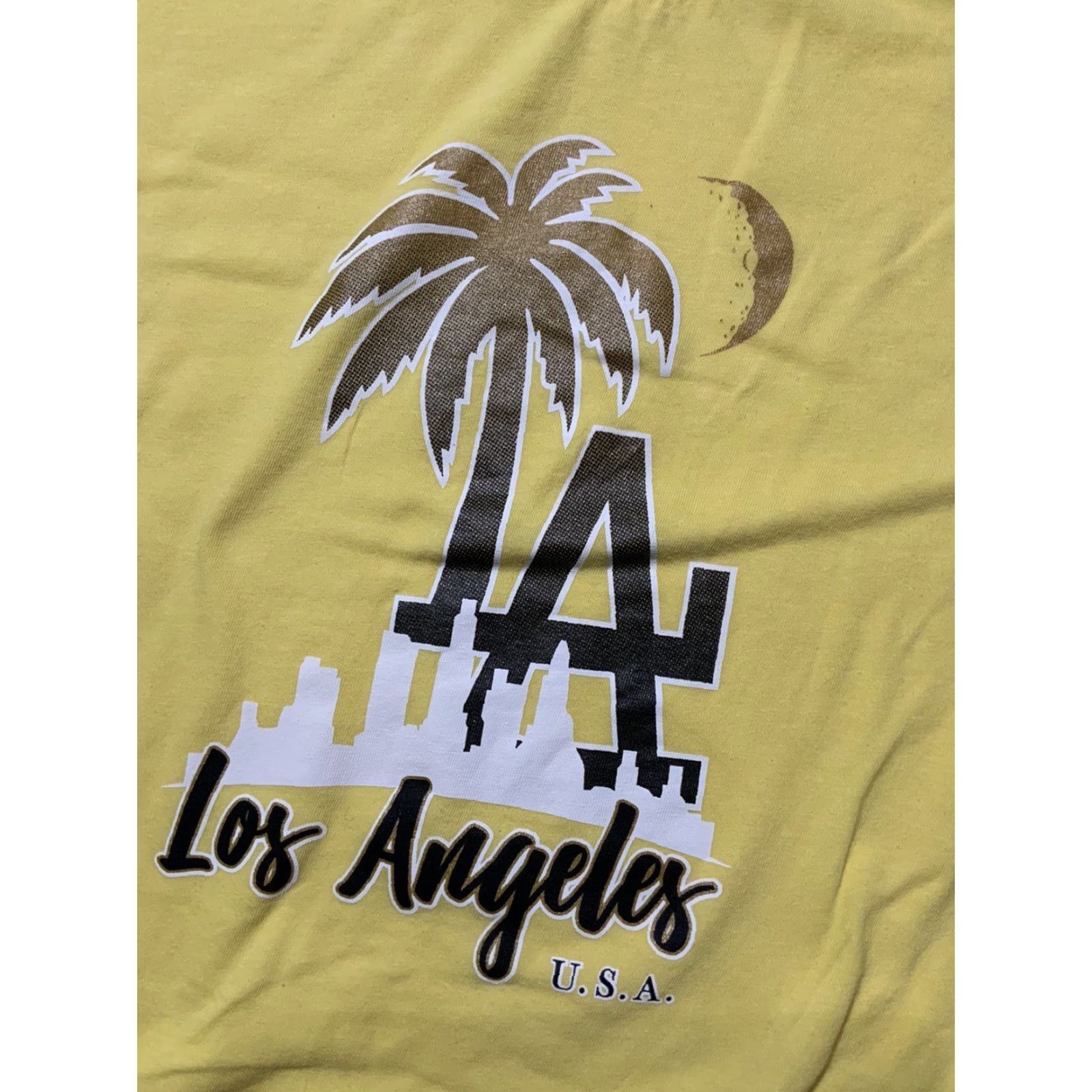 Vintage Stussy Los Angeles LA Palm Tree Yellow Graphic Skateboarding Crew T-Shirt Sz.2XL Size US XXL / EU 58 / 5 - 2 Thumbnail