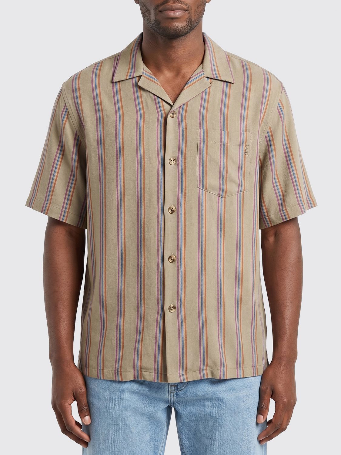 Saint Laurent Paris Saint Laurent Shirt Men Dove Grey Size US XXS / EU 40 - 1 Thumbnail