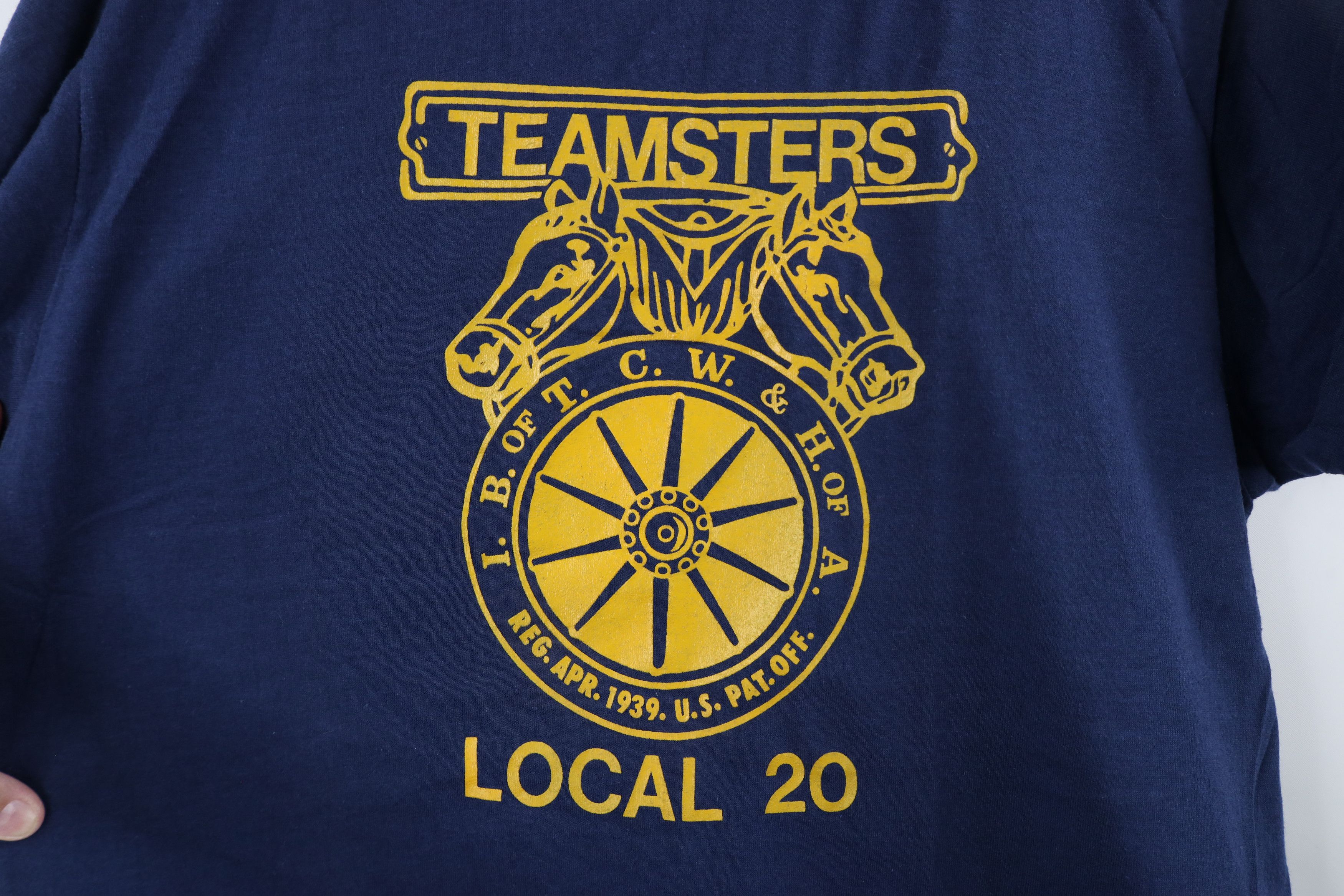 Vintage Deadstock Vintage 80s 20 Teamsters Union T-Shirt Blue USA Size US L / EU 52-54 / 3 - 4 Thumbnail