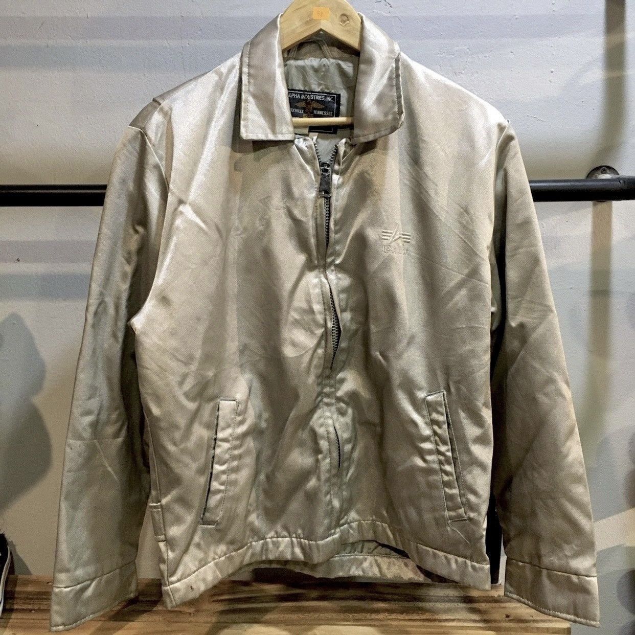 Alpha Industries Vintage 90s Alpha Industries Silver Nylon MA-1