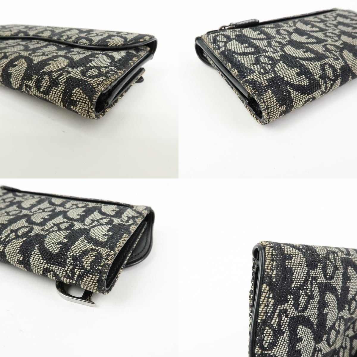 Christian Dior Monsieur Christian Dior Oblique Saddle Flap Wallet Canvas Navy Size ONE SIZE - 4 Thumbnail