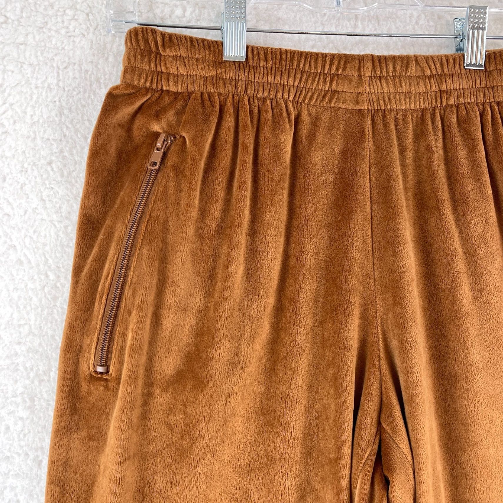 SKIMS SKIMS Brown Velour Track Style Pants Womens Medium Pull On Wide-Leg Stretch Casual Size 32" / US 10 / IT 46 - 4 Thumbnail