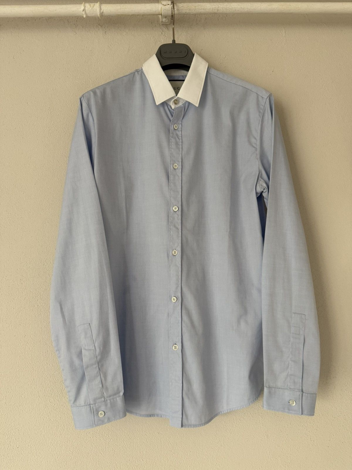 Gucci Sky Blue Shirt with White Contrast Collar Size US S / EU 44-46 / 1 - 2 Thumbnail