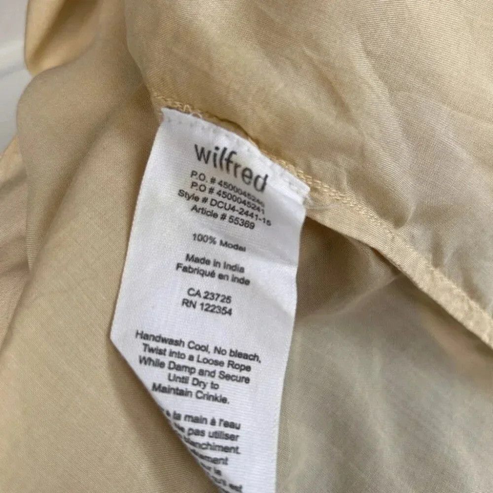 Aritzia Wilfred Yellow Cross Tie Blouse with Kantha Stitching Aroun Size M / US 6-8 / IT 42-44 - 6 Thumbnail